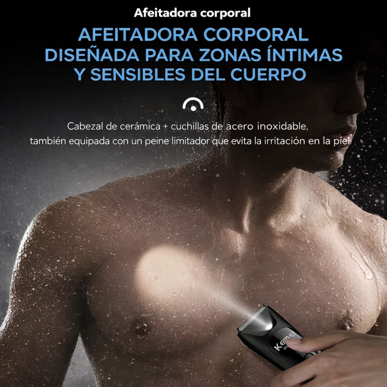 AFEITADORA CORPORAL UNISEX IMPERMEABLE IPX7 CON LUZ LED Y CARGA USB TIPO C - 4