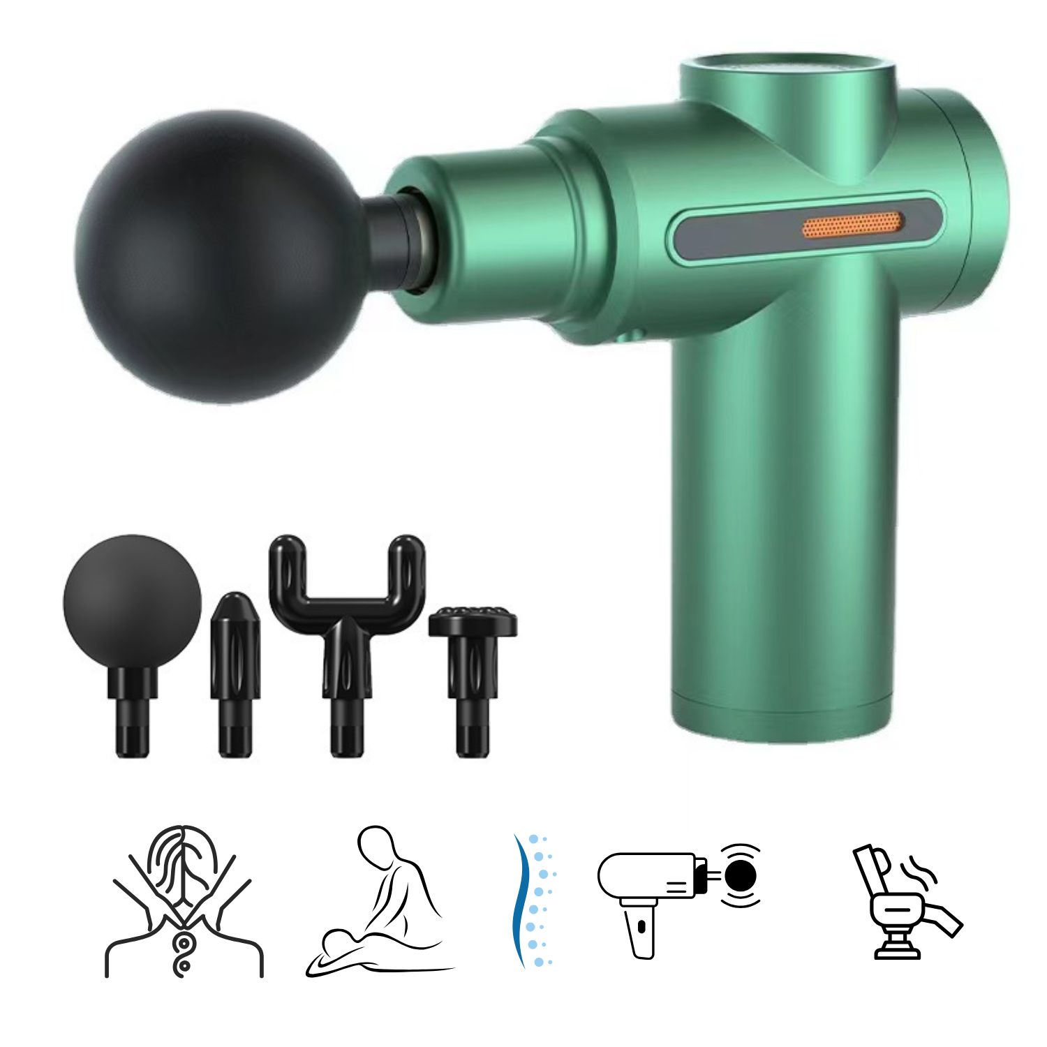 MASAJEADOR ELÉCTRICO PISTOLA LEXT A-98 PRO 4 CABEZALES 30W PARA RECUPERACIÓN DEPORTIVA Y DOLORES MUSCULARES - 1