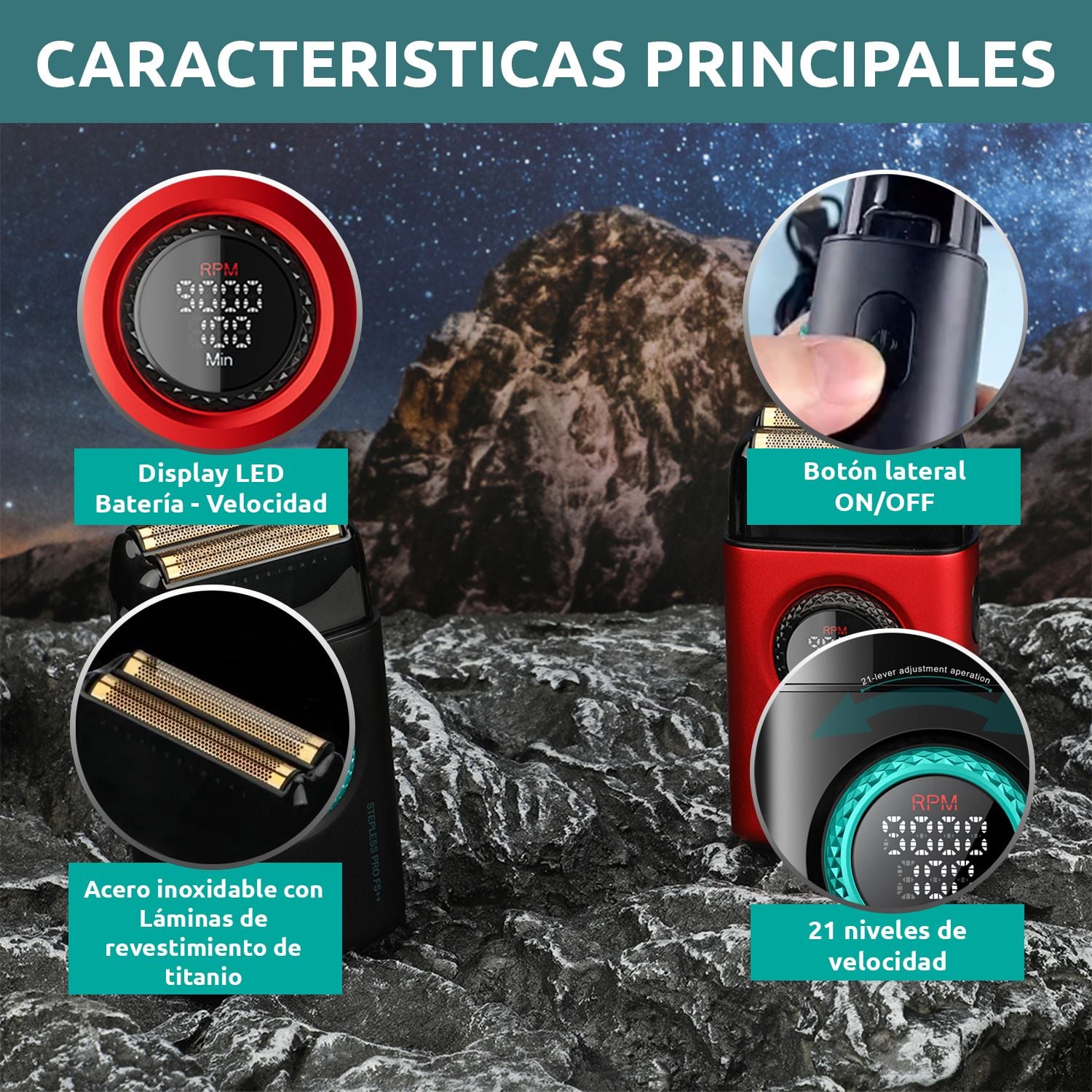 MÁQUINA AFEITAR SHAVER PORTÁTIL RECARGABLE USB 9000 RPM CORTE AL RAS BATERÍA LARGA DURACIÓN PROFESIONAL VGR V-377 - 4
