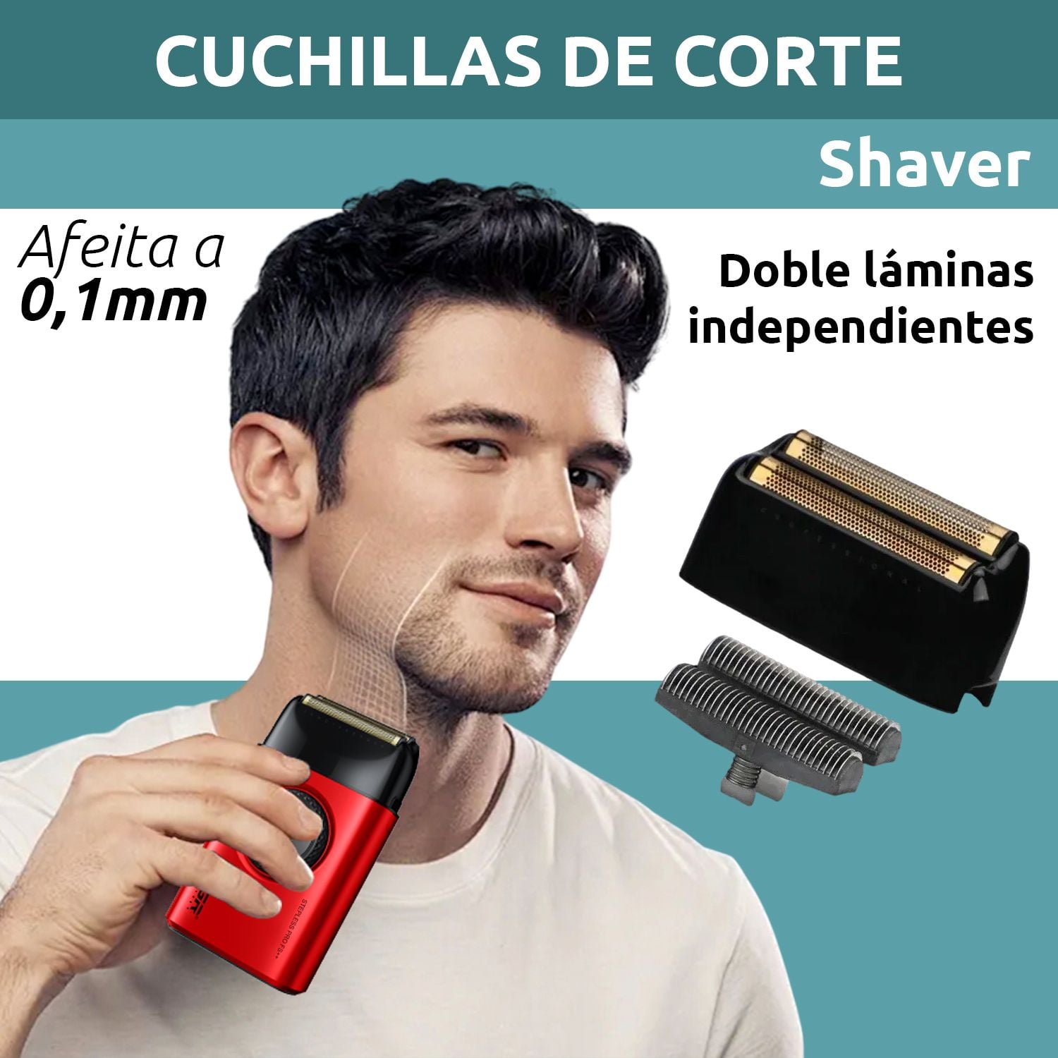 MÁQUINA AFEITAR SHAVER PORTÁTIL RECARGABLE USB 9000 RPM CORTE AL RAS BATERÍA LARGA DURACIÓN PROFESIONAL VGR V-377 - 5
