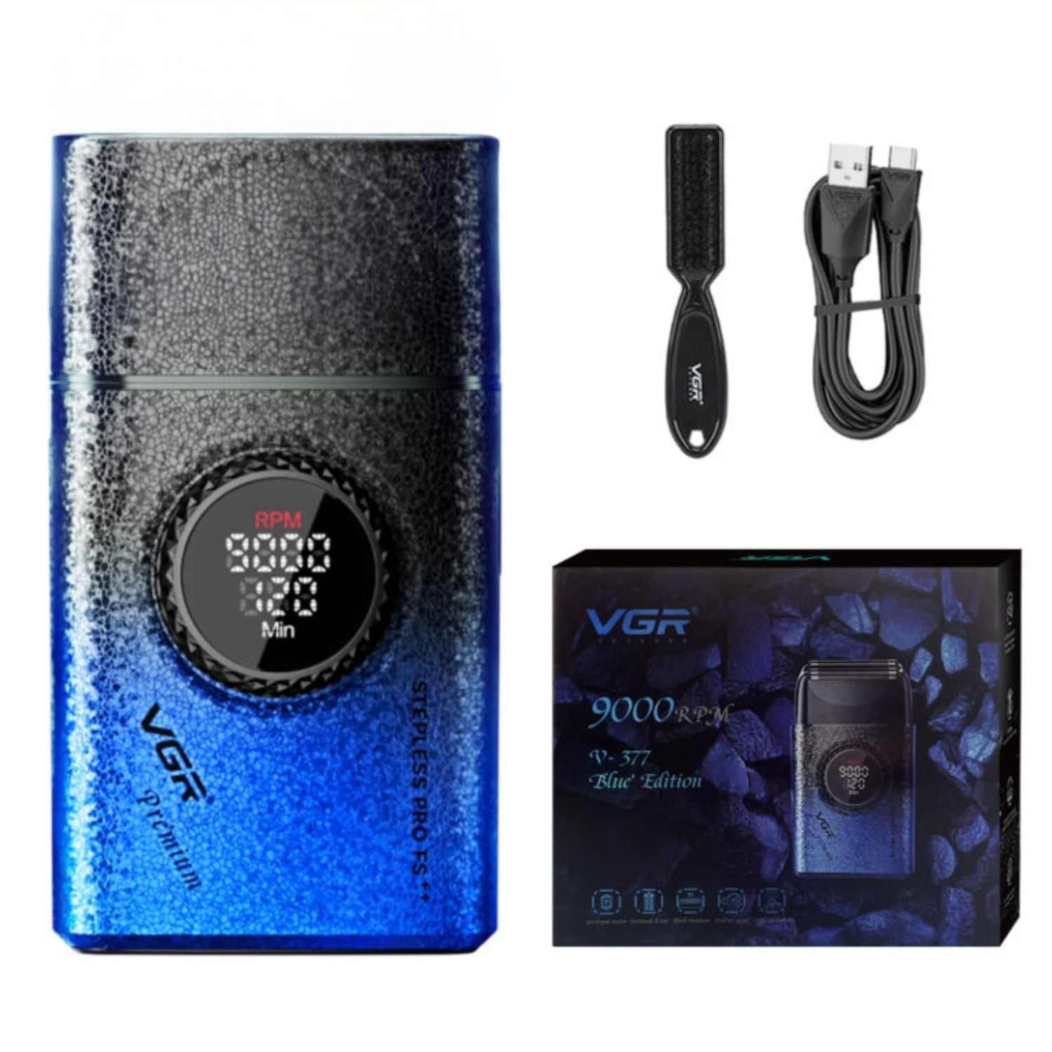 MÁQUINA AFEITAR SHAVER PORTÁTIL RECARGABLE USB 9000 RPM CORTE AL RAS BATERÍA LARGA DURACIÓN PROFESIONAL VGR V-377 - 1