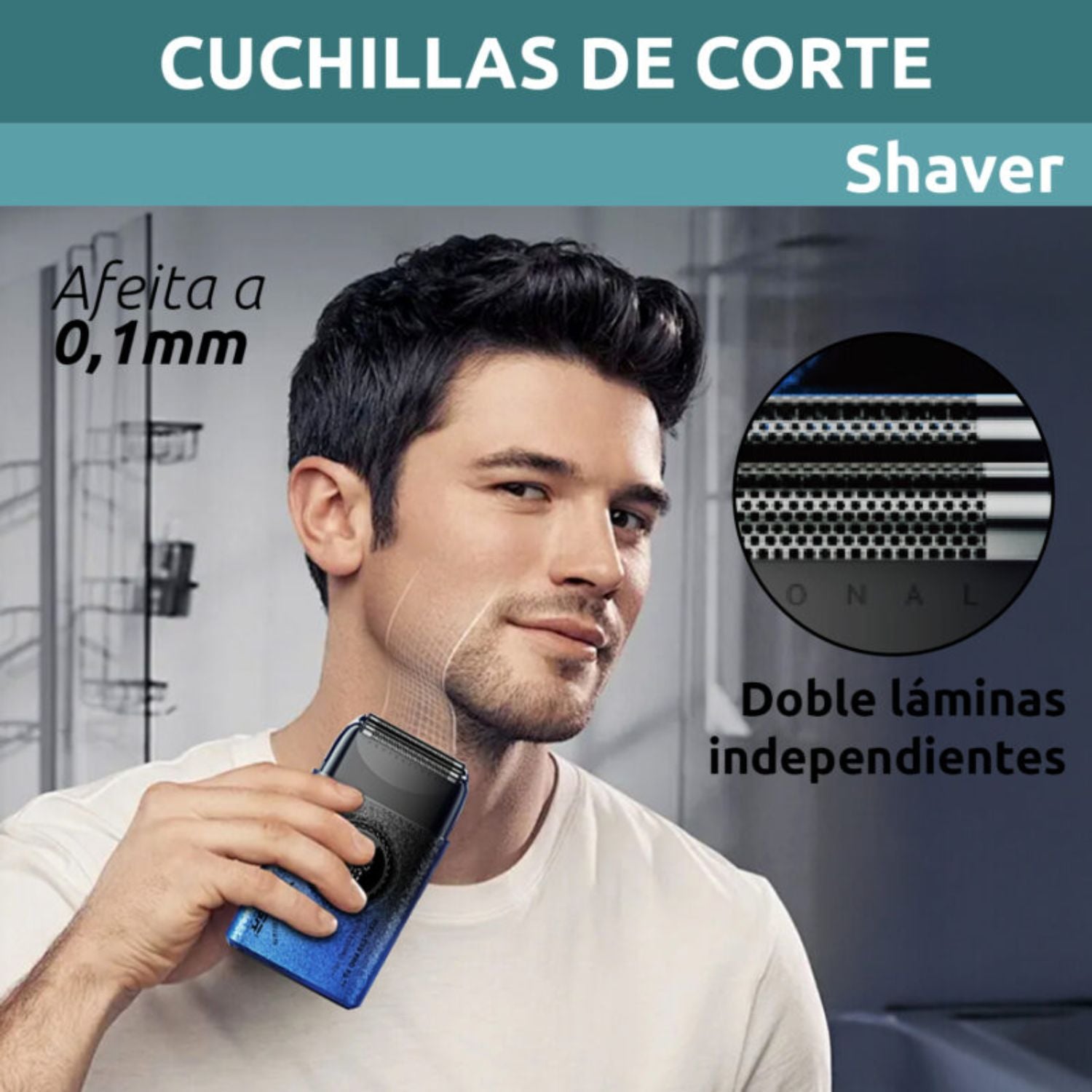 MÁQUINA AFEITAR SHAVER PORTÁTIL RECARGABLE USB 9000 RPM CORTE AL RAS BATERÍA LARGA DURACIÓN PROFESIONAL VGR V-377 - 8