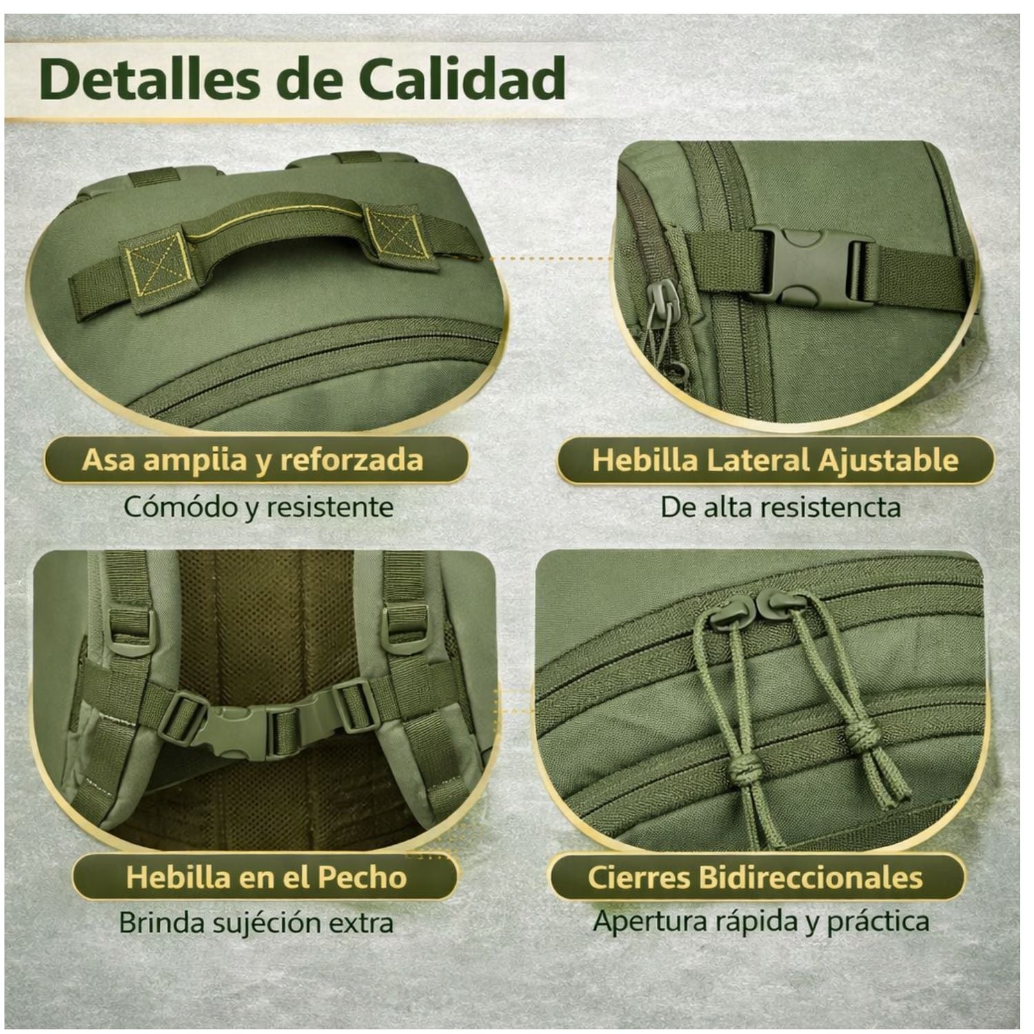 MOCHILA TÁCTICA MILITAR 50L SISTEMA MOLLE RESISTENTE IMPERMEABLE PARA CAMPING VIAJES TREKKING TRABAJO Y USO DIARIO - 2
