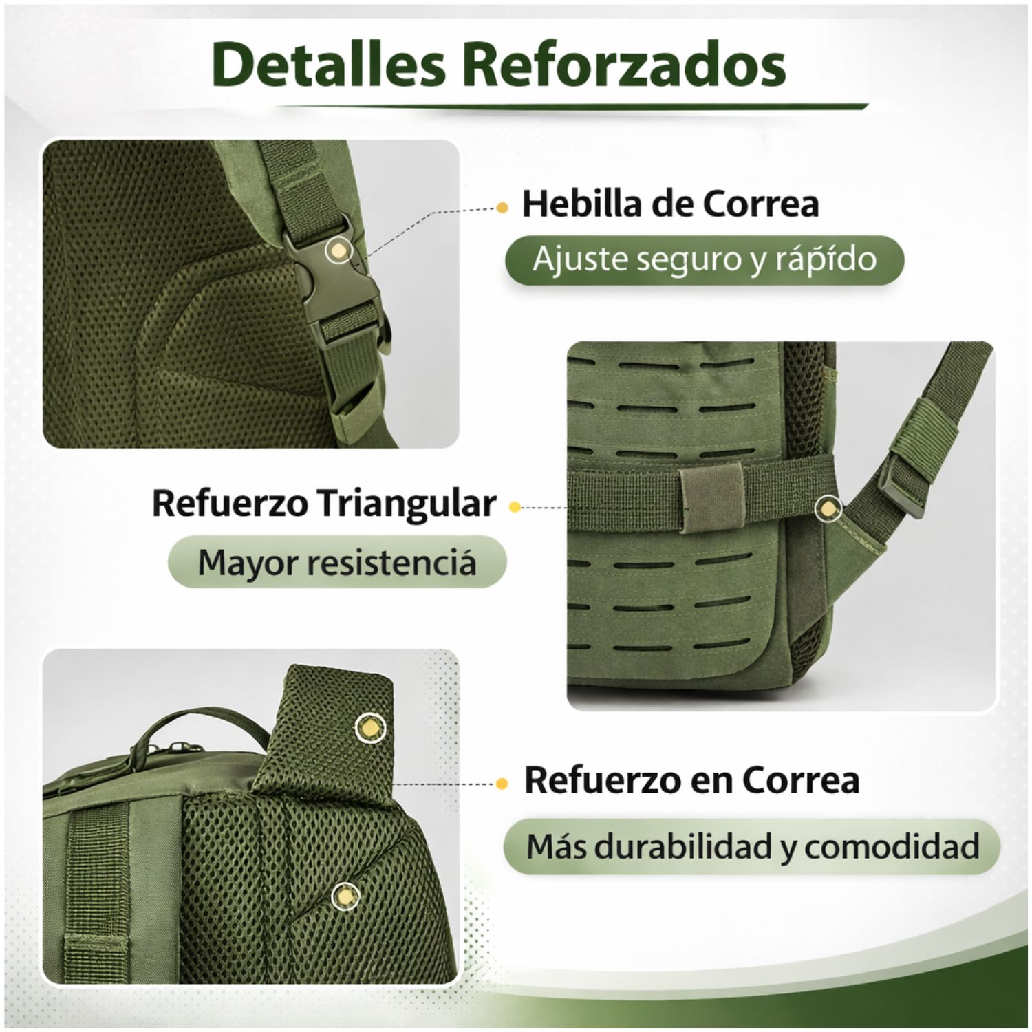 MOCHILA TÁCTICA MILITAR 50L SISTEMA MOLLE RESISTENTE IMPERMEABLE PARA CAMPING VIAJES TREKKING TRABAJO Y USO DIARIO - 3