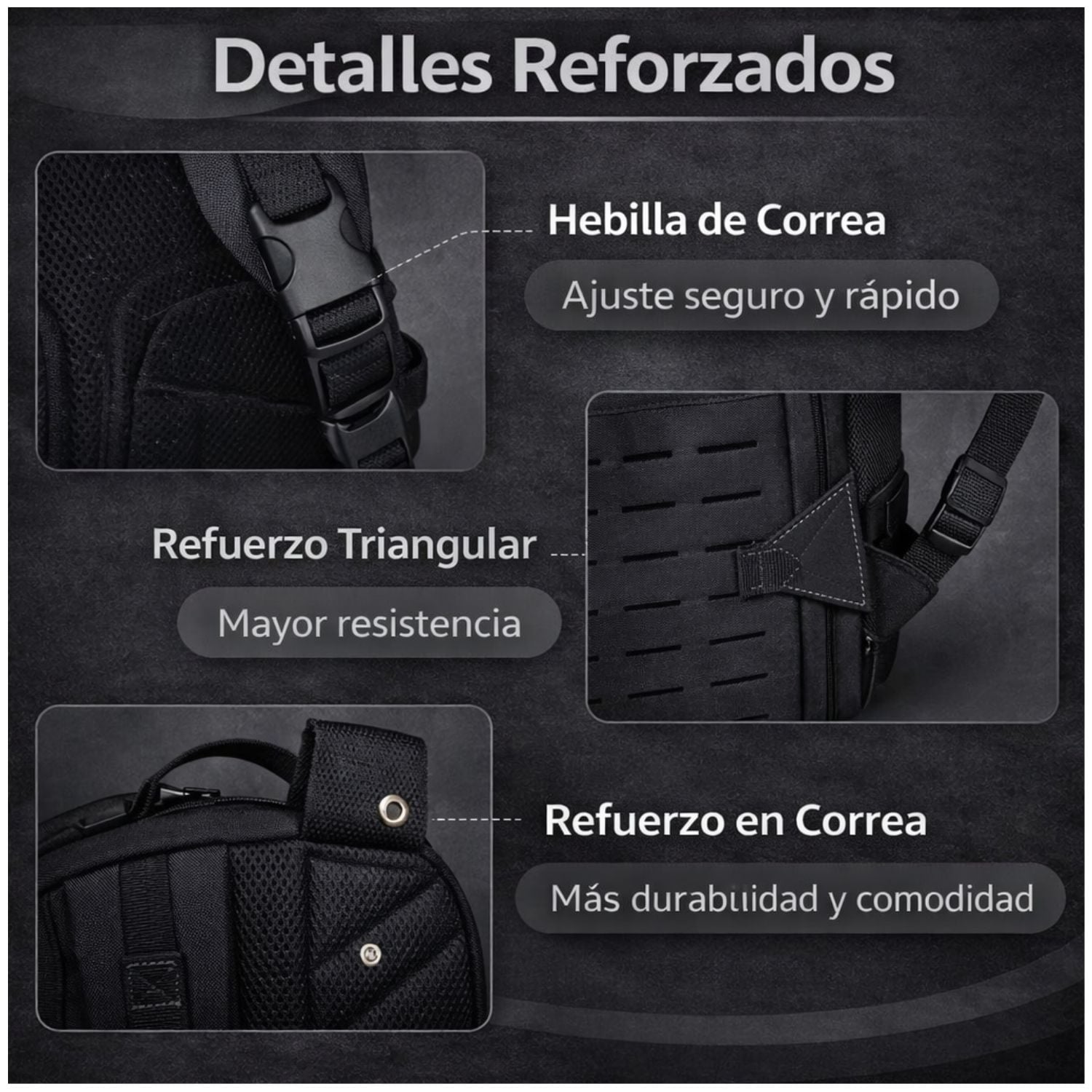 MOCHILA TÁCTICA MILITAR 50L SISTEMA MOLLE RESISTENTE IMPERMEABLE PARA CAMPING VIAJES TREKKING TRABAJO Y USO DIARIO - 3