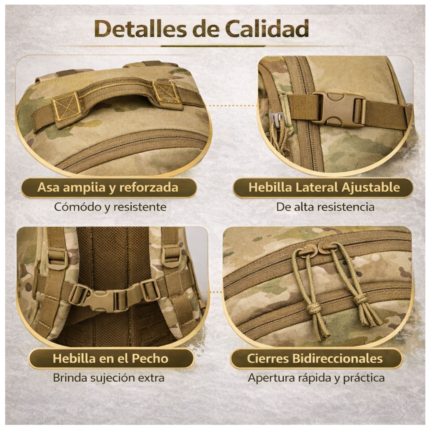 MOCHILA TÁCTICA MILITAR 50L SISTEMA MOLLE RESISTENTE IMPERMEABLE PARA CAMPING VIAJES TREKKING TRABAJO Y USO DIARIO - 2