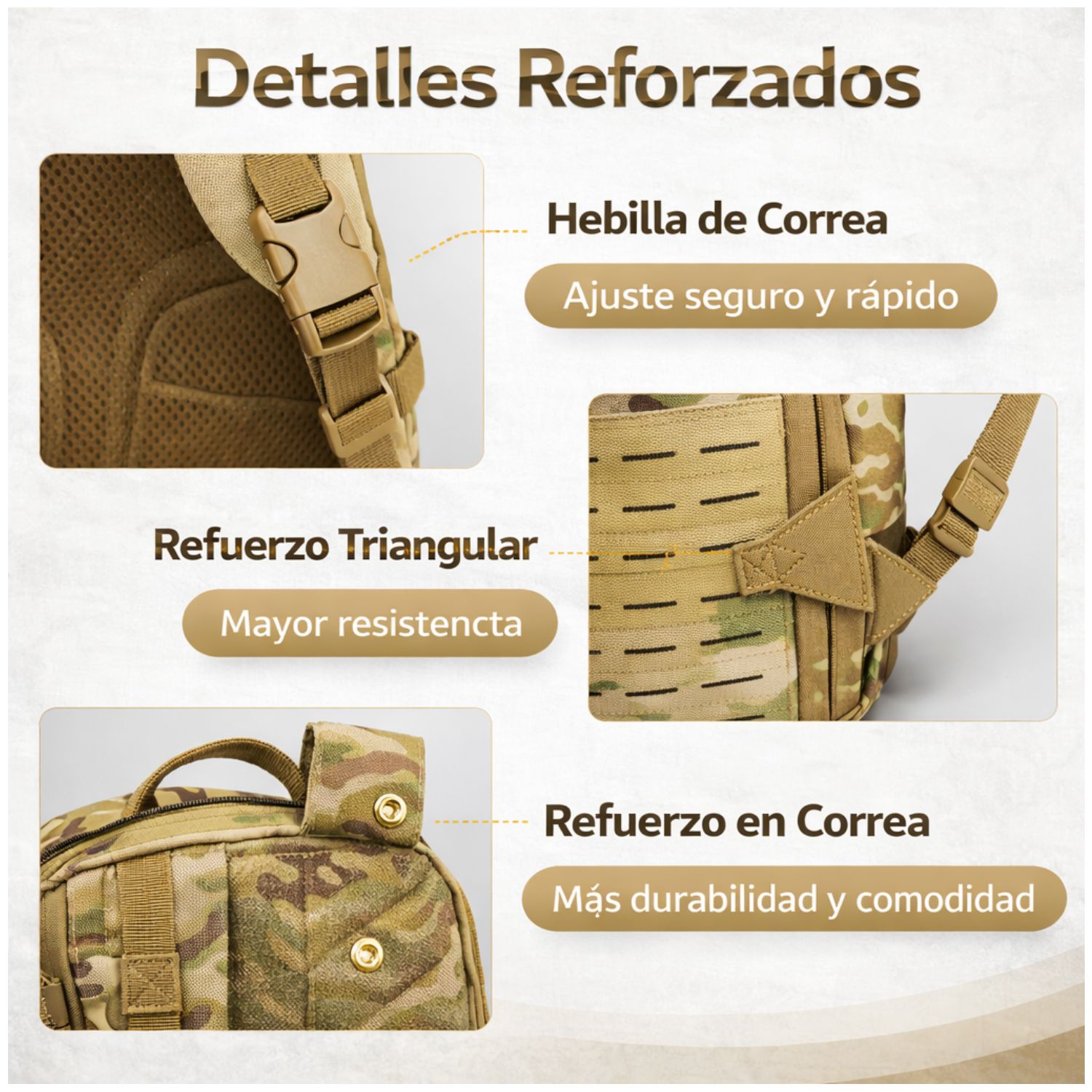 MOCHILA TÁCTICA MILITAR 50L SISTEMA MOLLE RESISTENTE IMPERMEABLE PARA CAMPING VIAJES TREKKING TRABAJO Y USO DIARIO - 3
