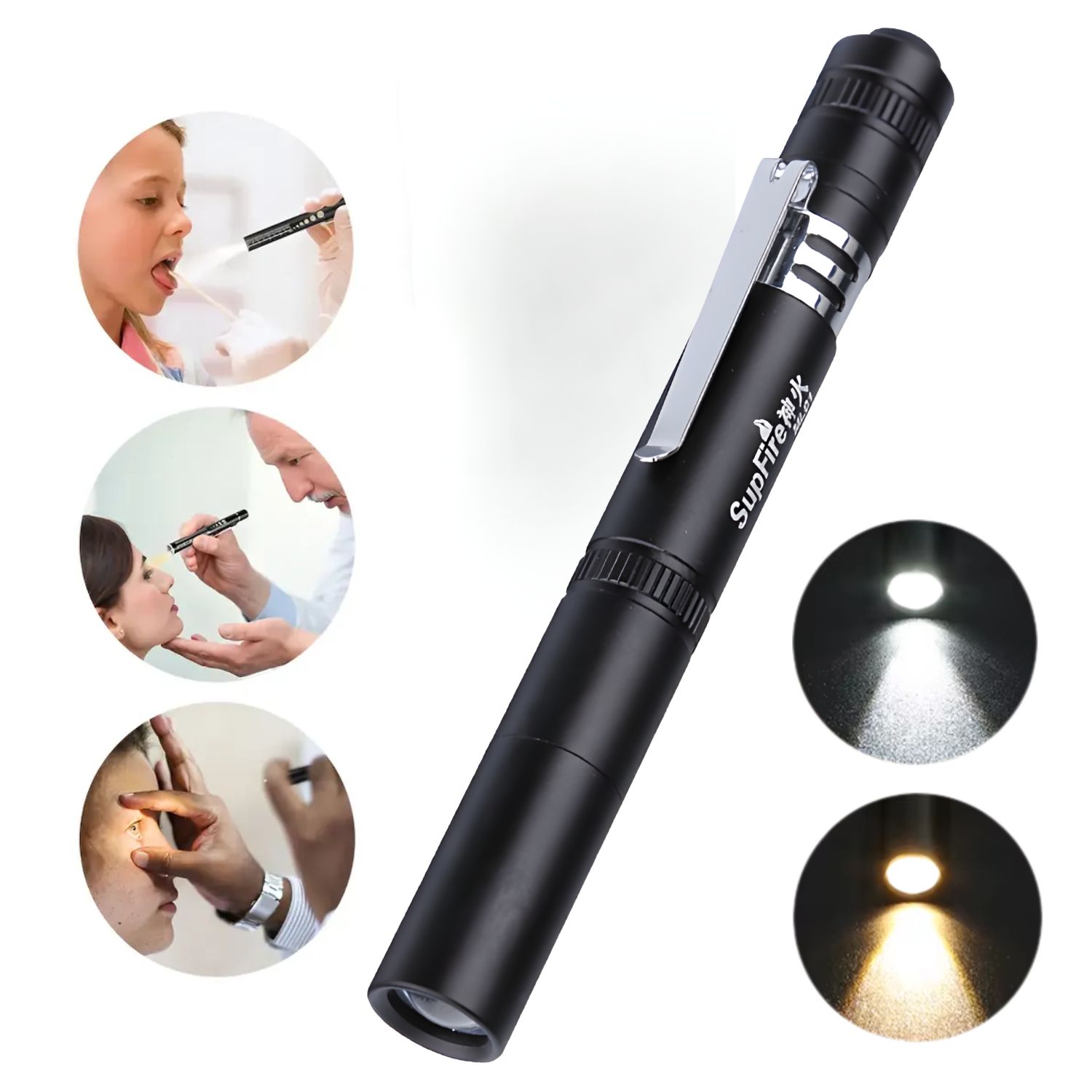 LINTERNA CLÍNICA PROFESIONAL LED PARA DIAGNÓSTICO LUZ BLANCA AMARILLA PORTÁTIL PARA OÍDOS NARIZ GARGANTA - 1
