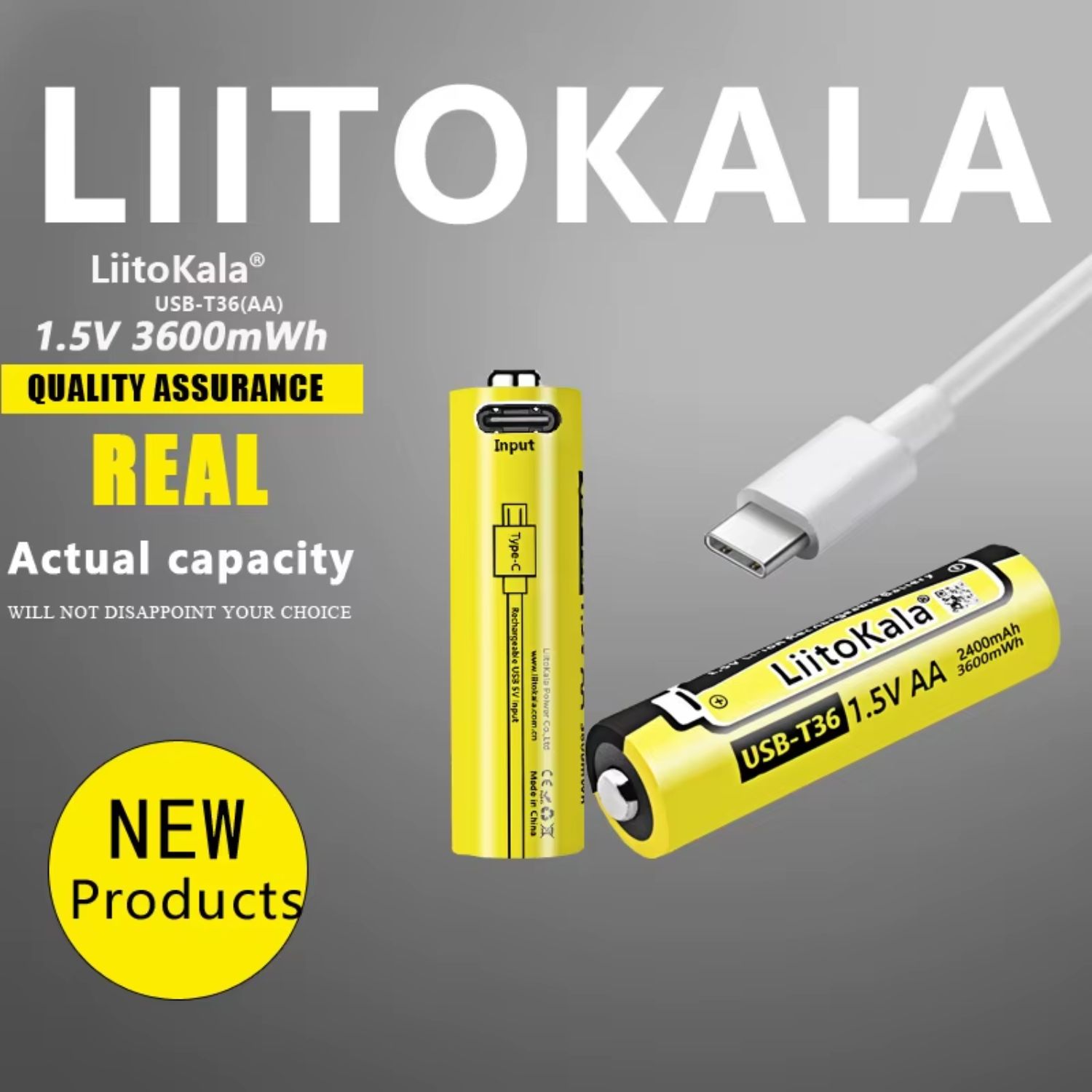 BATERÍA AA RECARGABLE 1.5V USB LIITOKALA 2400MAH PARA CONTROLES, MOUSE Y JUGUETES - 3
