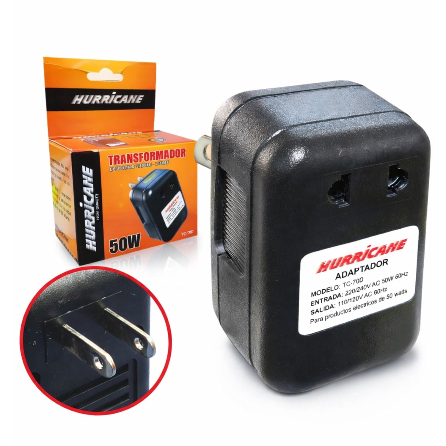 TRANSFORMADOR DE CORRIENTE 220V A 110V AC 50W PARA USO DOMÉSTICO INTERIOR - 1