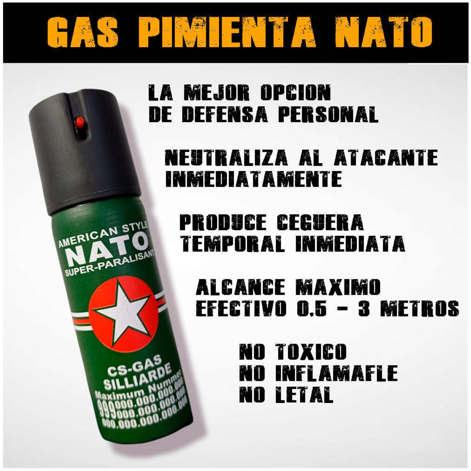 GAS PIMIENTA 60ML ESTILO AMERICANO SEGURIDAD PORTÁTIL ALCANCE 3M - 6