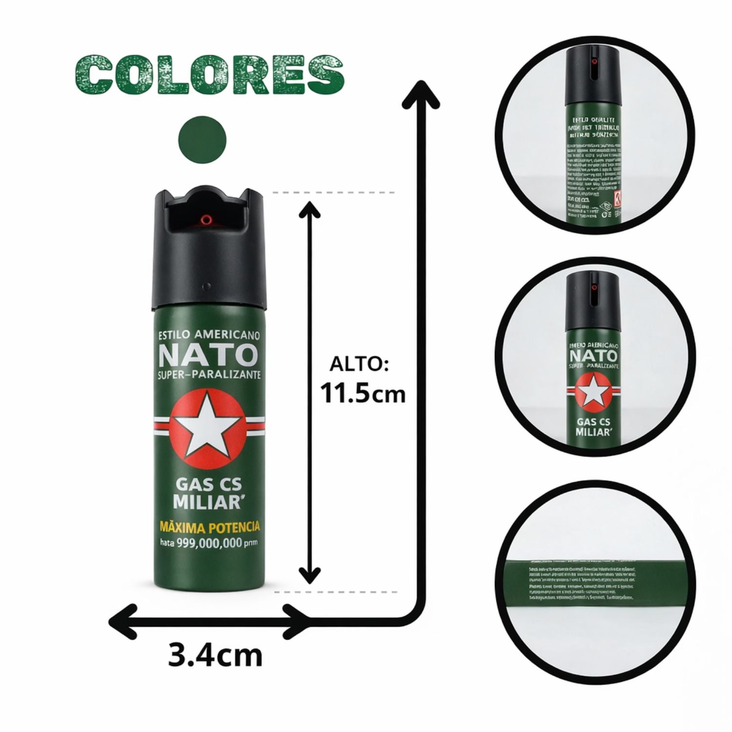 PACK 3 GAS PIMIENTA 60ML ESTILO AMERICANO SEGURIDAD PORTÁTIL ALCANCE 3M - 7