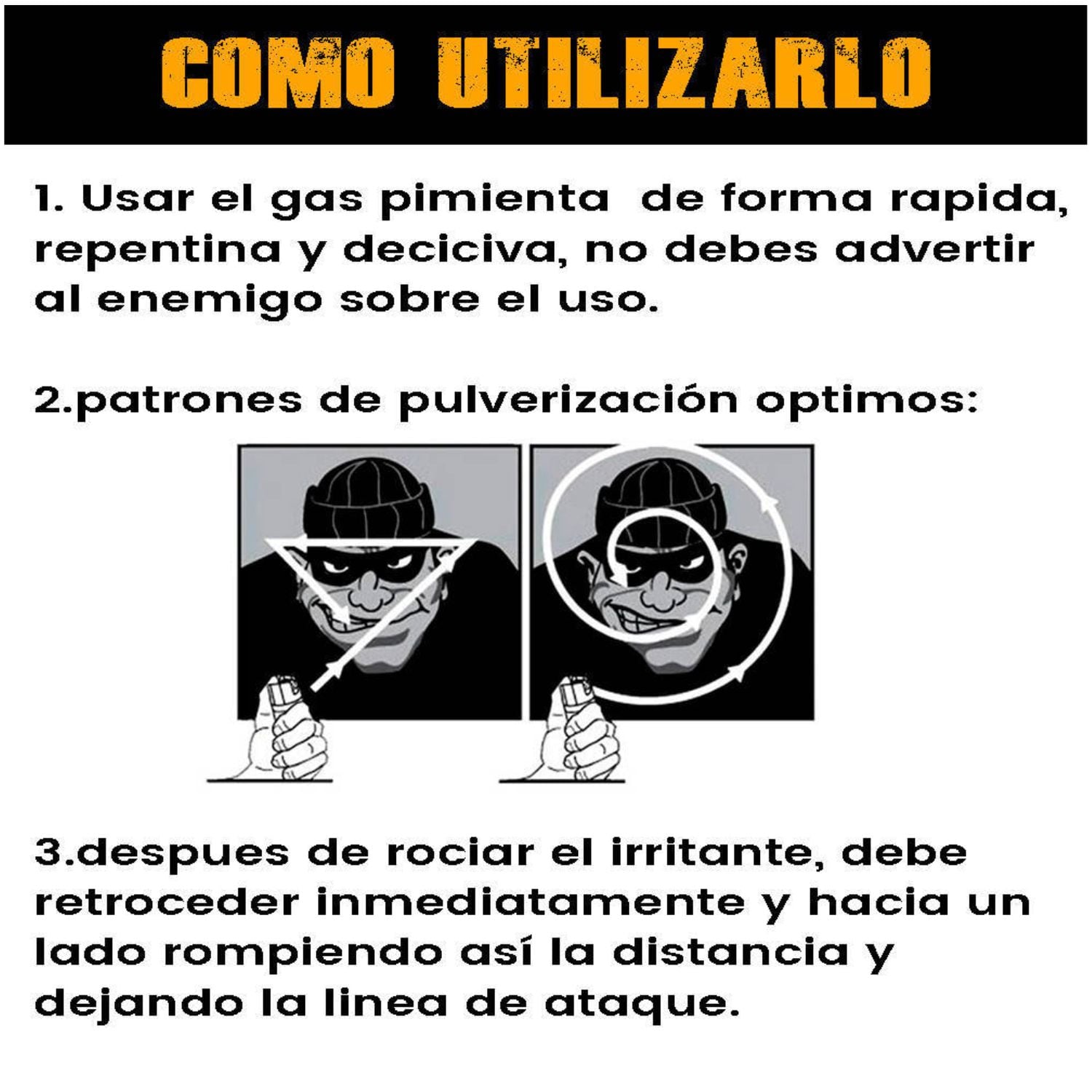 PACK 3 GAS PIMIENTA 60ML ESTILO AMERICANO SEGURIDAD PORTÁTIL ALCANCE 3M - 6