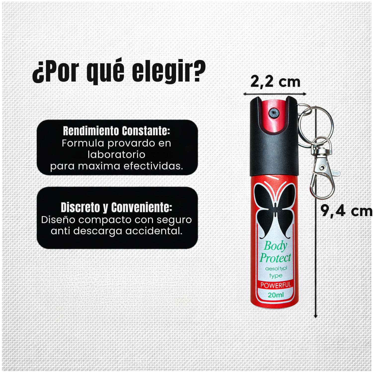 GAS PIMIENTA LLAVERO 20ML COMPACTO CON SEGURO Y CLIP PORTÁTIL - 4
