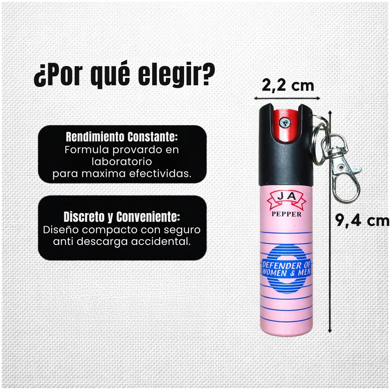 GAS PIMIENTA LLAVERO 20ML COMPACTO CON SEGURO Y CLIP PORTÁTIL - 4