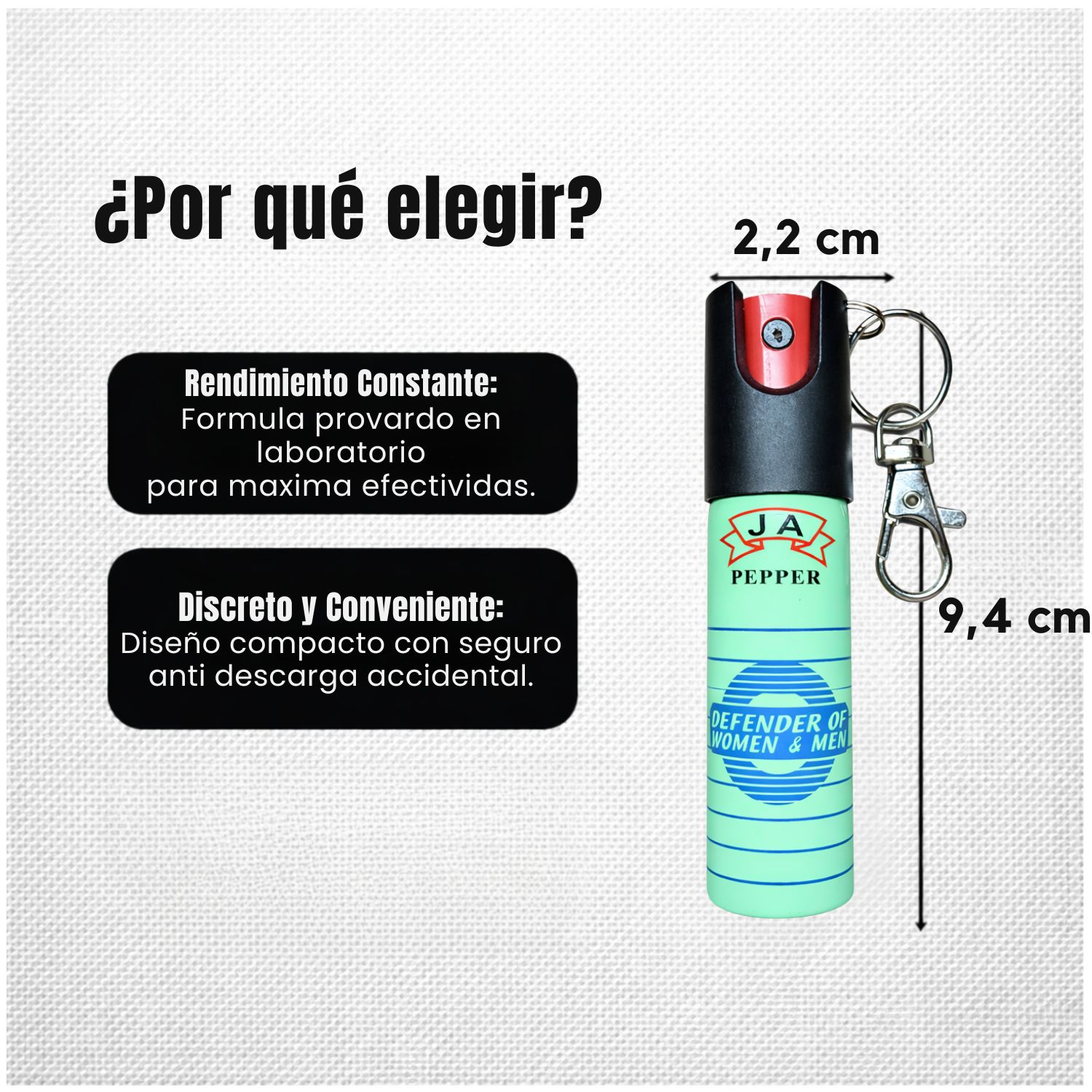 GAS PIMIENTA LLAVERO 20ML COMPACTO CON SEGURO Y CLIP PORTÁTIL - 4