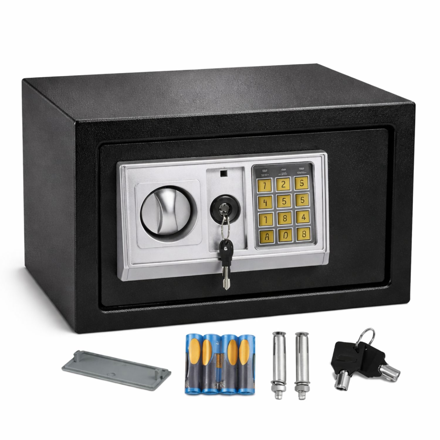 CAJA FUERTE DIGITAL DE SEGURIDAD CON LLAVE DE EMERGENCIA Y 8 PUNTOS DE ANCLAJE ACERO REFORZADO - 1