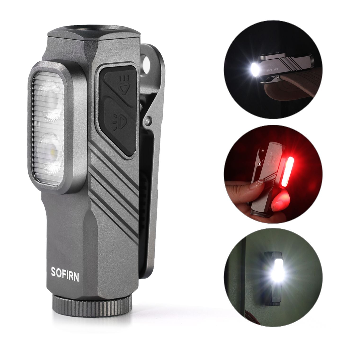 LINTERNA LED RECARGABLE ALTA POTENCIA 1000 LÚMENES CON LUZ ROJA, IMÁN Y CLIP MANOS LIBRES PARA EMERGENCIAS - 1