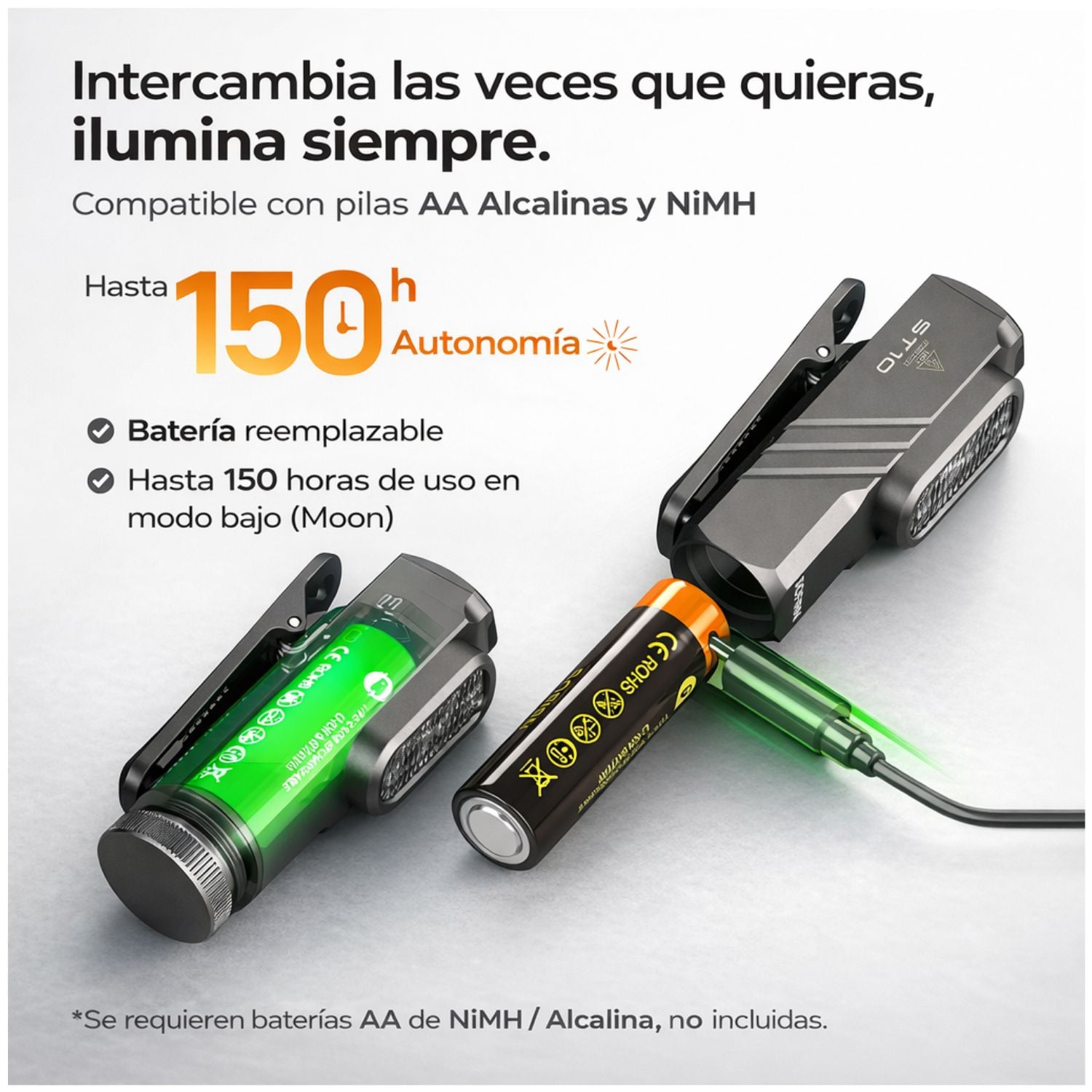 LINTERNA LED RECARGABLE ALTA POTENCIA 1000 LÚMENES CON LUZ ROJA, IMÁN Y CLIP MANOS LIBRES PARA EMERGENCIAS - 4
