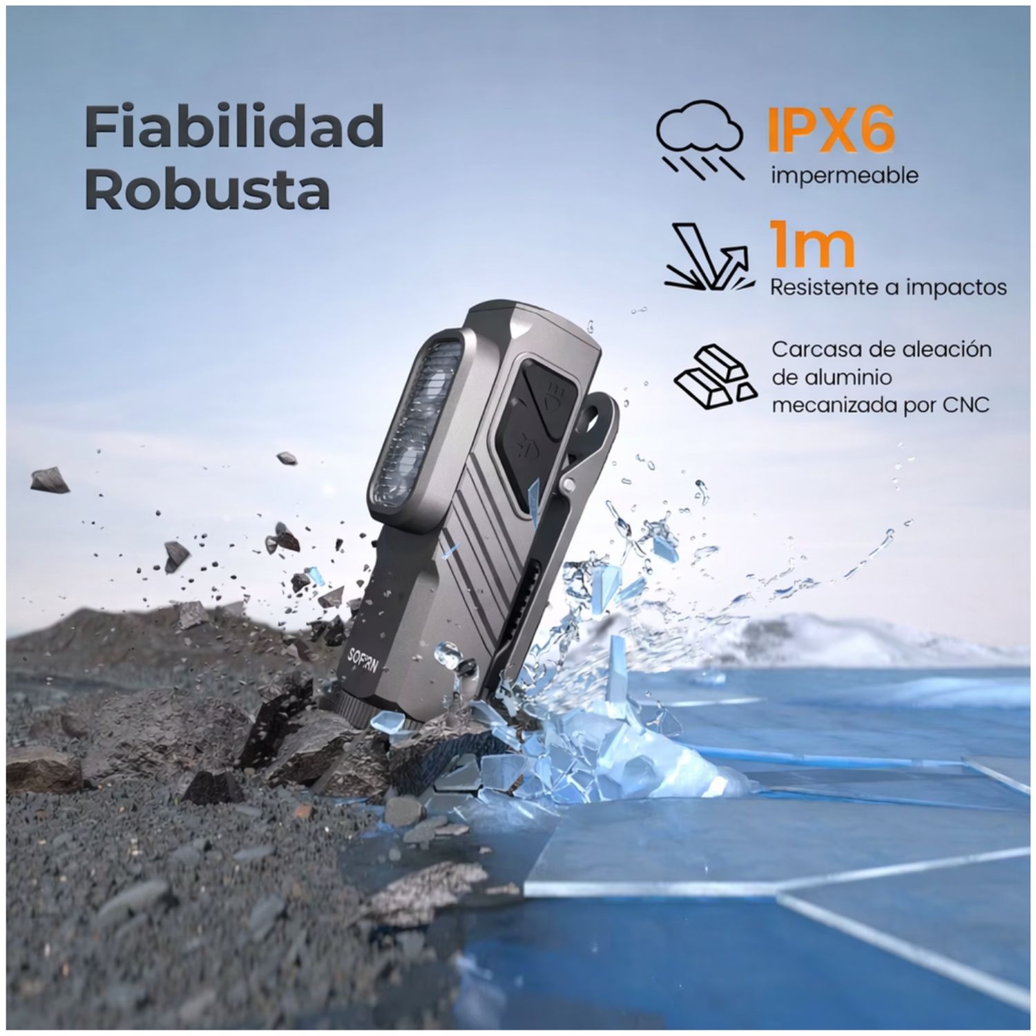 LINTERNA LED RECARGABLE ALTA POTENCIA 1000 LÚMENES CON LUZ ROJA, IMÁN Y CLIP MANOS LIBRES PARA EMERGENCIAS - 9