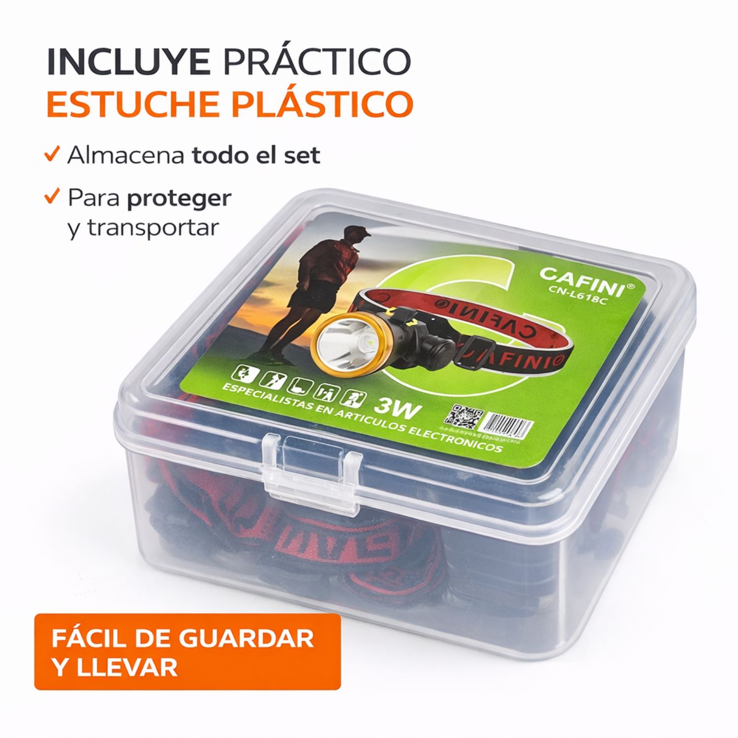 LINTERNA DE CABEZA LED RECARGABLE 3W LUZ BLANCA AJUSTABLE MANOS LIBRES PARA CAMPING SEGURIDAD Y TRABAJO NOCTURNO - 4