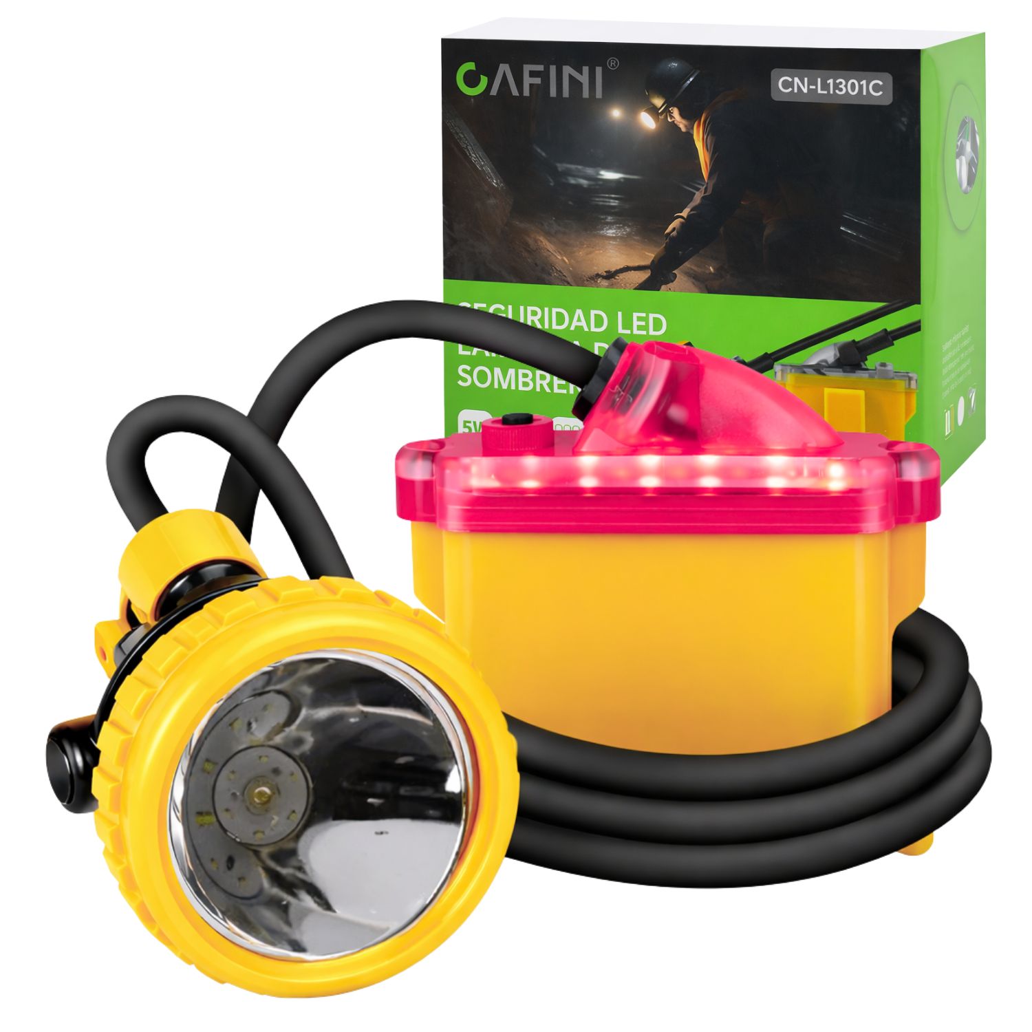 LINTERNA MINERA LED RECARGABLE 500M IP68 PARA CASCO LUZ ROJA Y BLANCA EMERGENCIA ALTA POTENCIA INDUSTRIAL - 1