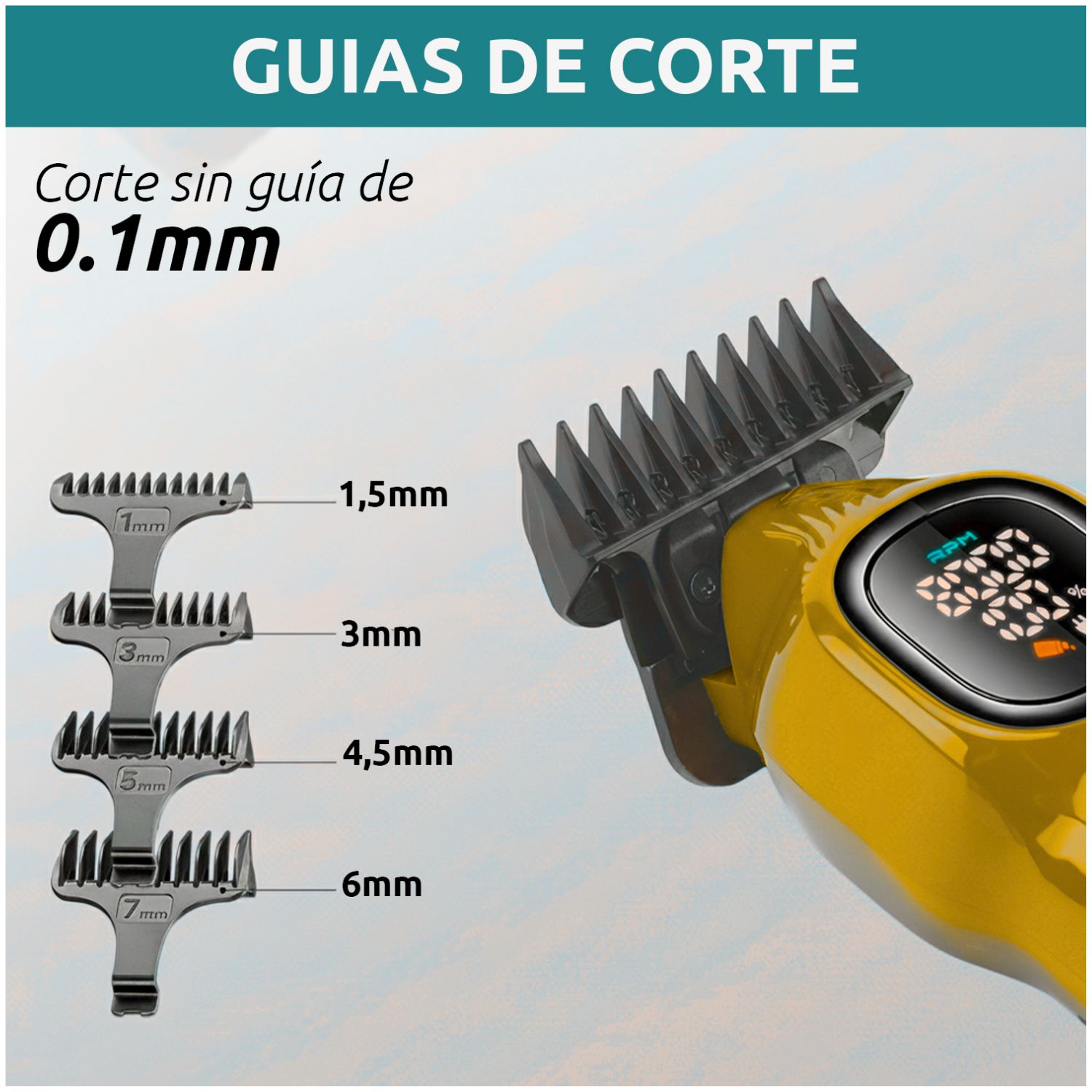 MAQUINA CORTA PELO PROFESIONAL INALAMBRICA 8000RPM CON BASE PANTALLA DIGITAL IDEAL PARA BARBERIA Y USO EN CASA - 7