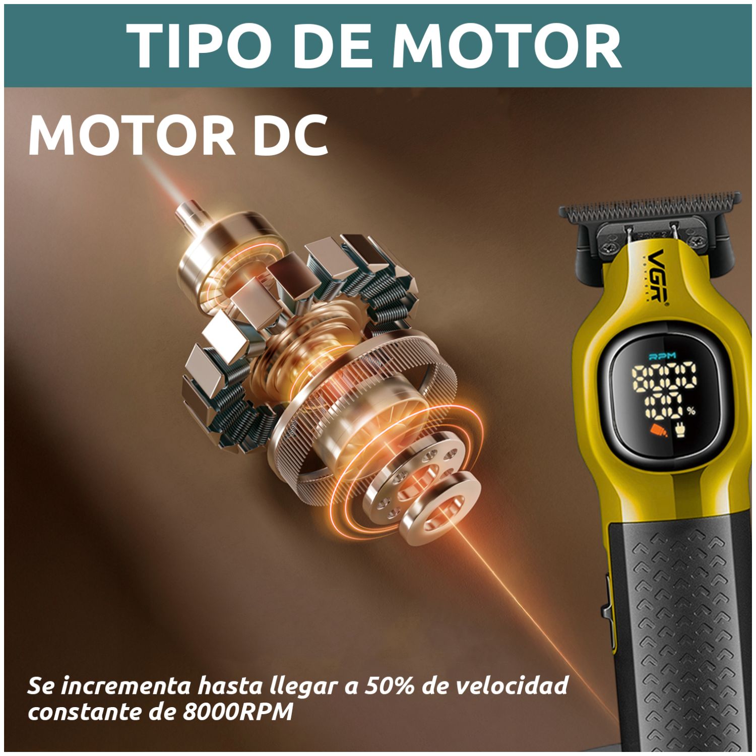 MAQUINA CORTA PELO PROFESIONAL INALAMBRICA 8000RPM CON BASE PANTALLA DIGITAL IDEAL PARA BARBERIA Y USO EN CASA - 8