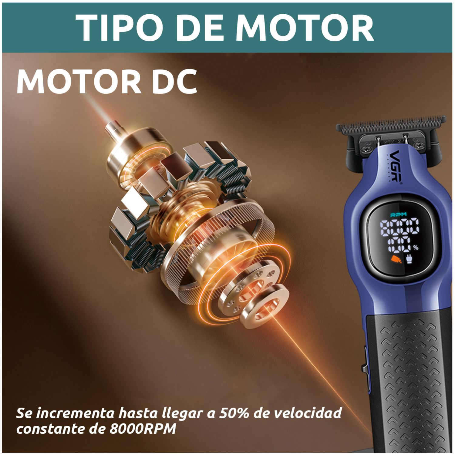 MAQUINA CORTA PELO PROFESIONAL INALAMBRICA 8000RPM CON BASE PANTALLA DIGITAL IDEAL PARA BARBERIA Y USO EN CASA - 8