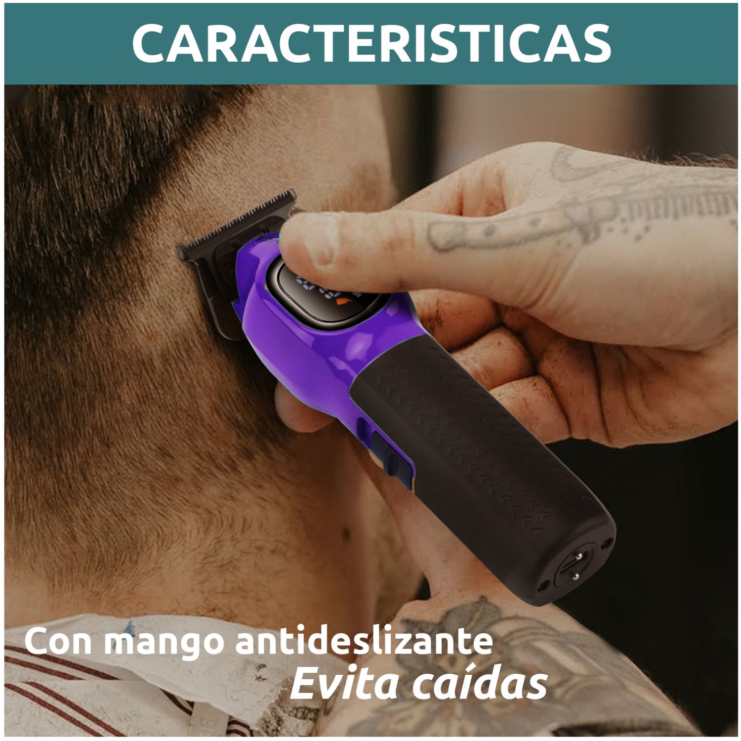 MAQUINA CORTA PELO PROFESIONAL INALAMBRICA 8000RPM CON BASE PANTALLA DIGITAL IDEAL PARA BARBERIA Y USO EN CASA - 9