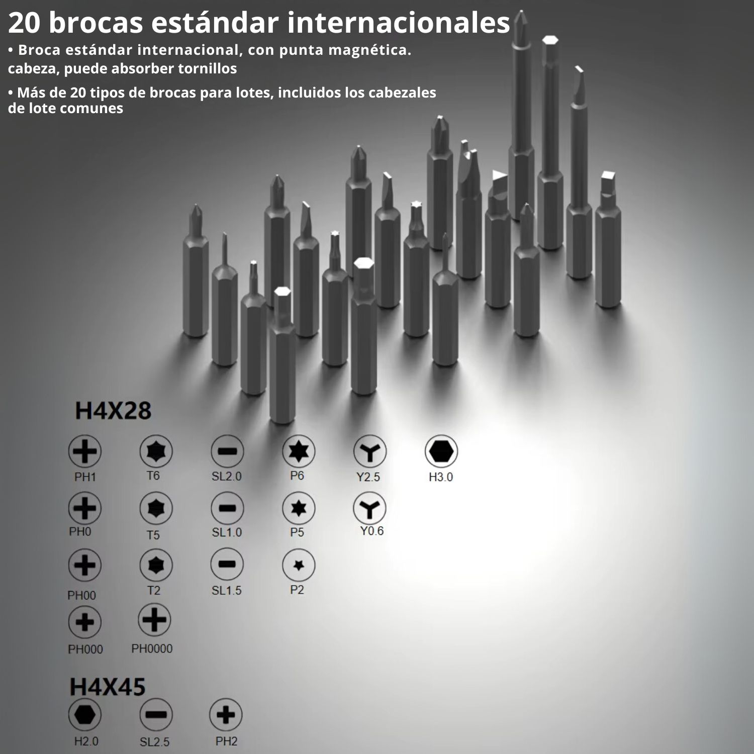 MINIDESTORNILLADOR ELÉCTRICO DE PRECISIÓN RECARGABLE USB C CON 20 BROCAS MAGNÉTICAS PARA REPARACIÓN DE CELULARES Y LAPTOP - 2