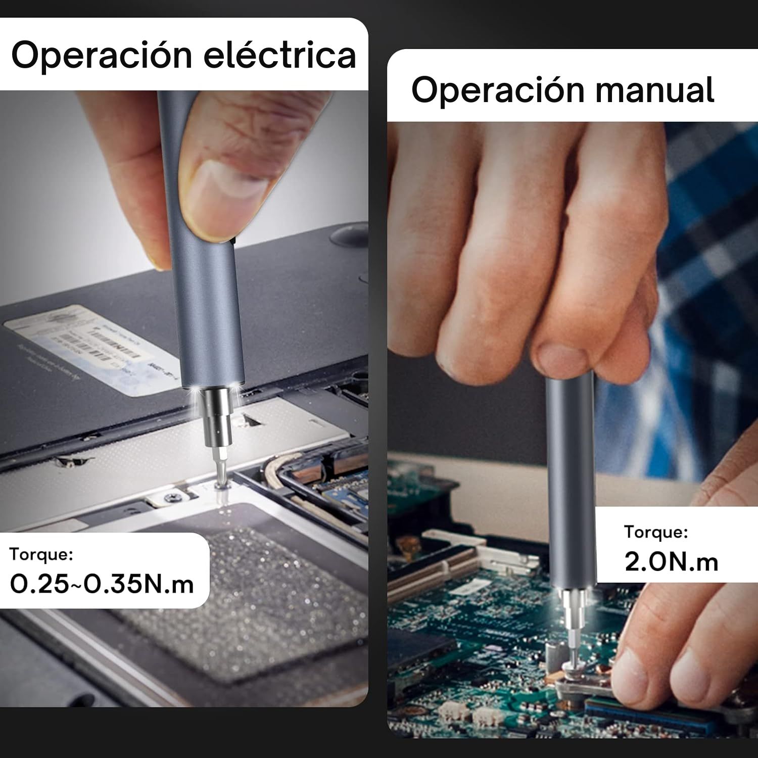 MINIDESTORNILLADOR ELÉCTRICO DE PRECISIÓN RECARGABLE USB C CON 20 BROCAS MAGNÉTICAS PARA REPARACIÓN DE CELULARES Y LAPTOP - 4