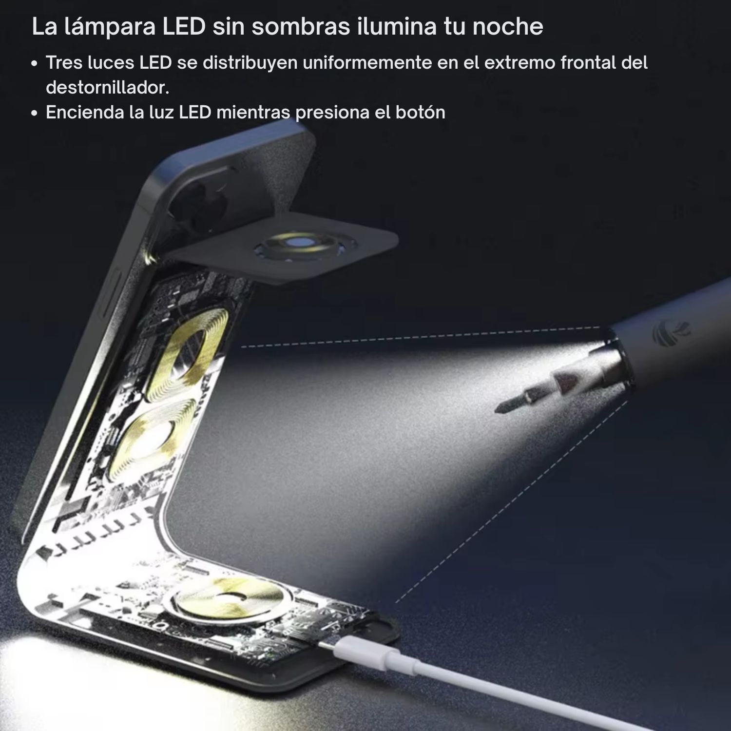 MINIDESTORNILLADOR ELÉCTRICO DE PRECISIÓN RECARGABLE USB C CON 20 BROCAS MAGNÉTICAS PARA REPARACIÓN DE CELULARES Y LAPTOP - 5