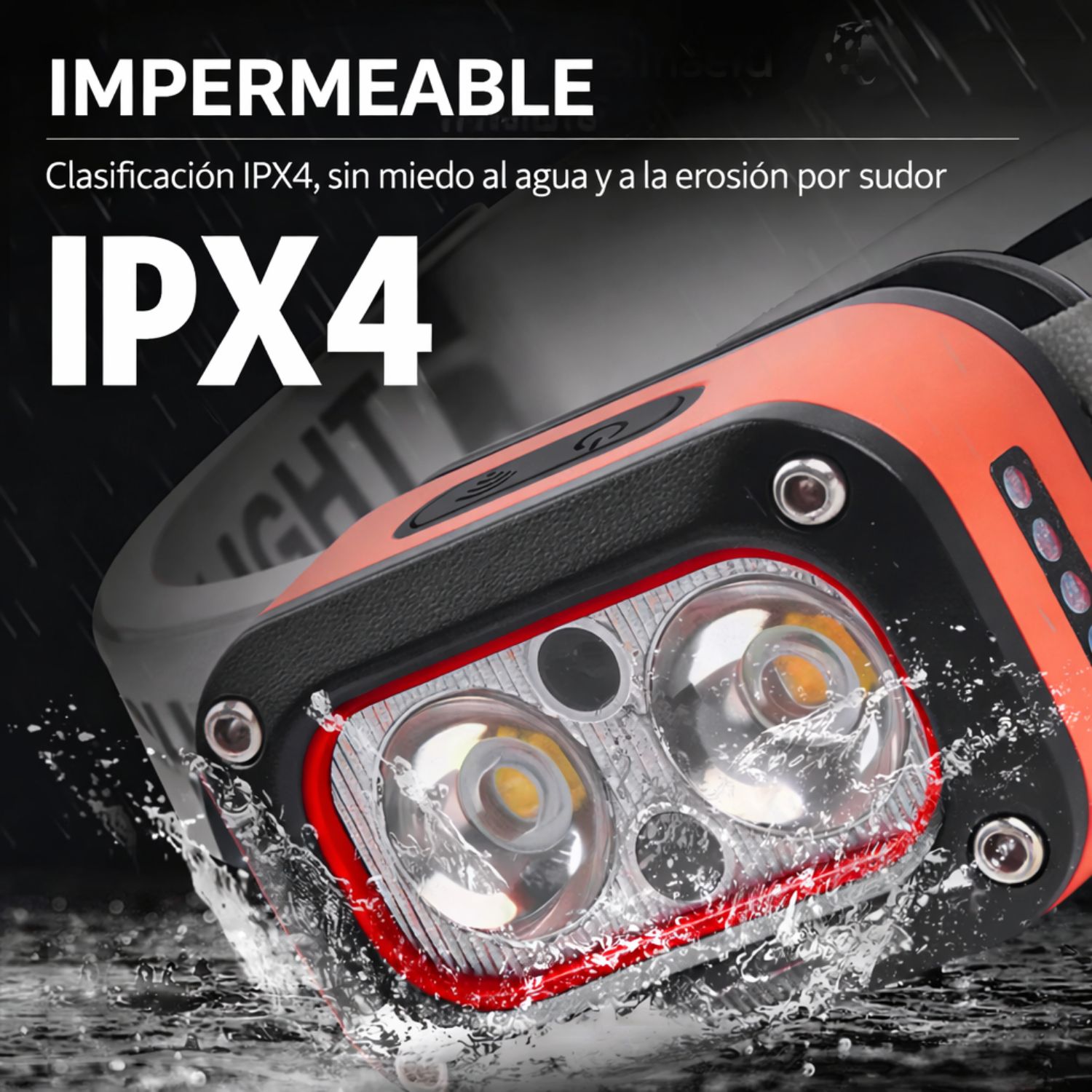 LINTERNA FRONTAL RECARGABLE SENSOR MOVIMIENTO 400LM LUZ BLANCA AMARILLA ROJA USB-C AJUSTABLE 45° IMPERMEABLE - 8