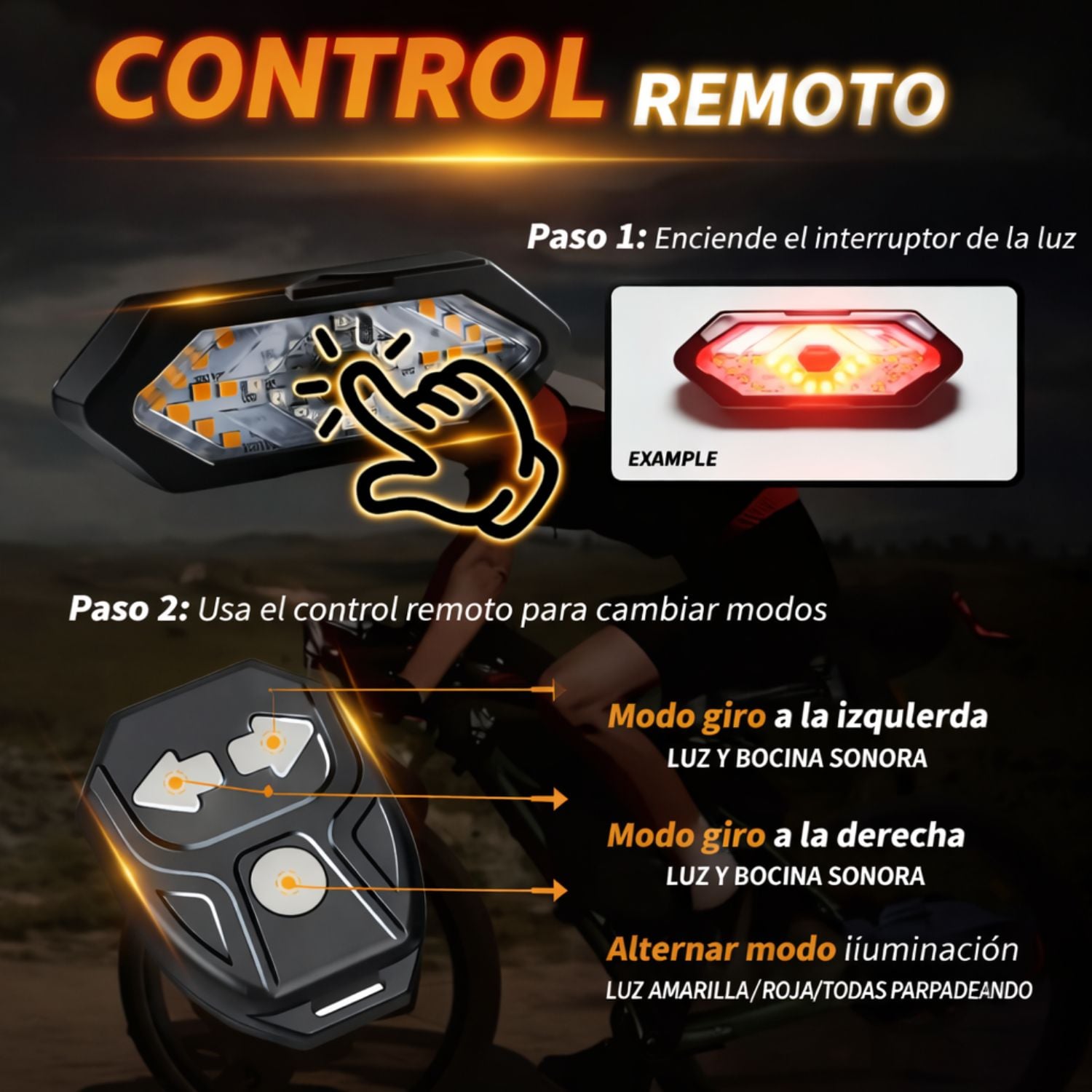 PACK LUCES BICICLETA DELANTERA Y TRASERA RECARGABLE USB 1000 LÚMENES DIRECCIONALES ALTA VISIBILIDAD - 5