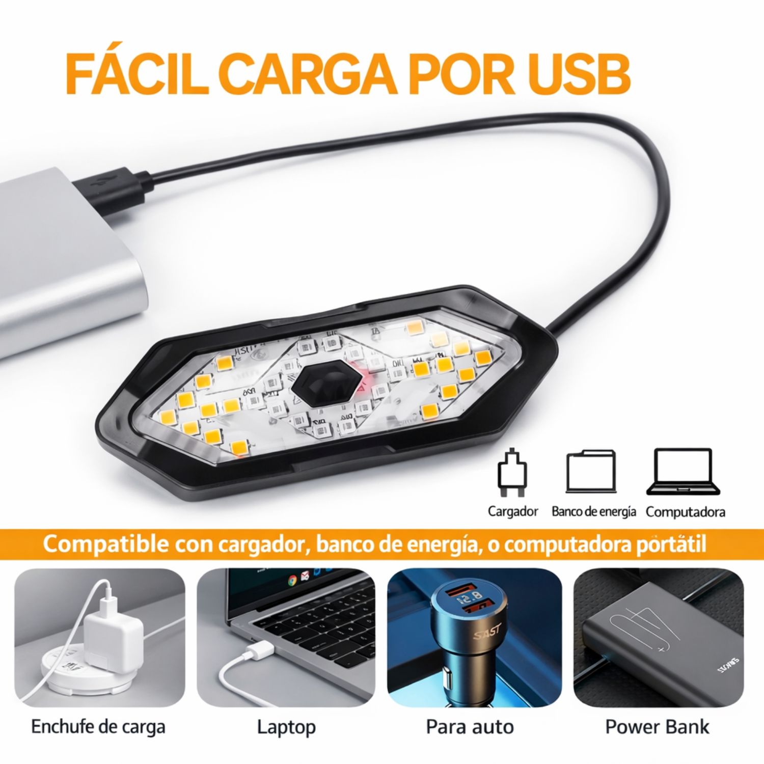 LUZ DIRECCIONAL PARA BICICLETA CON SONIDO DE ADVERTENCIA LUZ TRASERA PARA BICI Y SCOOTER RECARGABLE - 4
