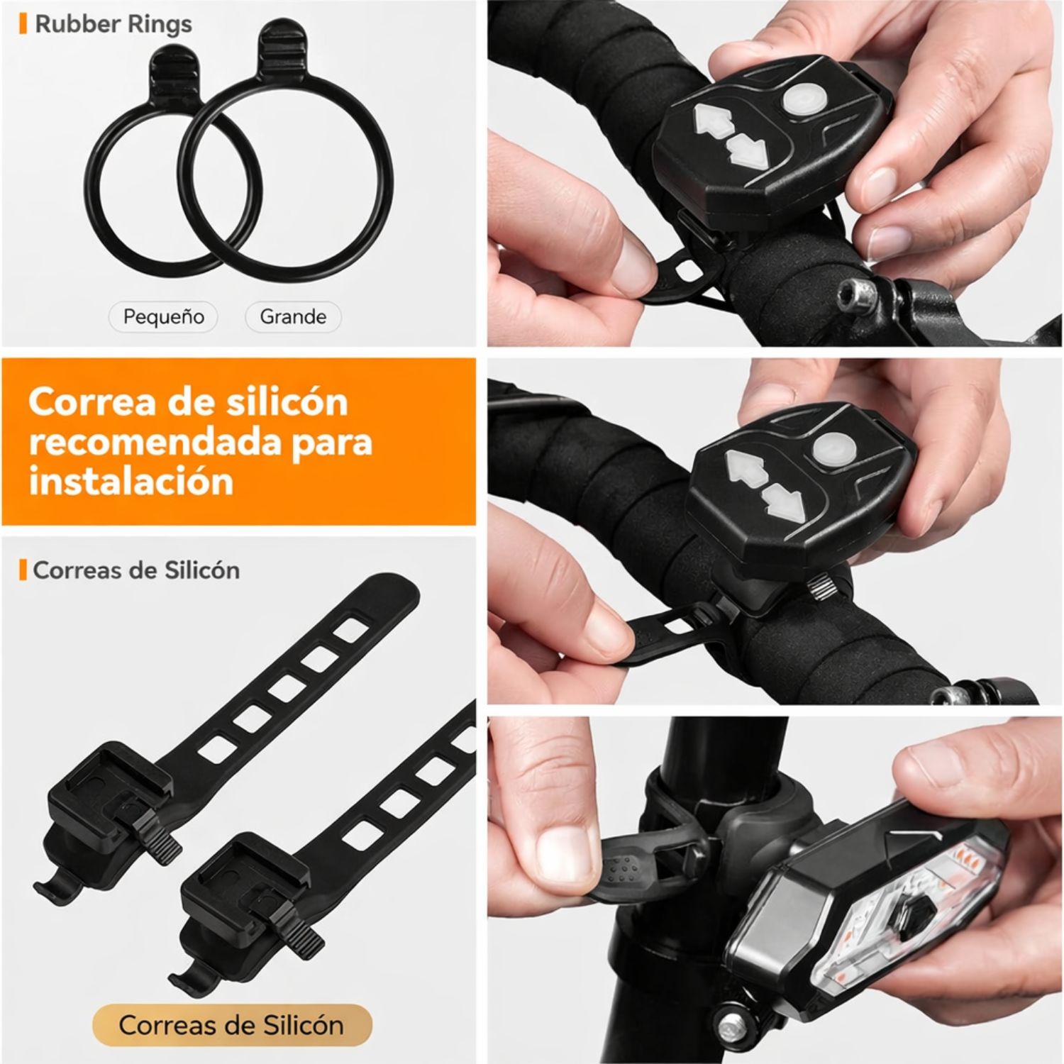 LUZ DIRECCIONAL PARA BICICLETA CON SONIDO DE ADVERTENCIA LUZ TRASERA PARA BICI Y SCOOTER RECARGABLE - 9