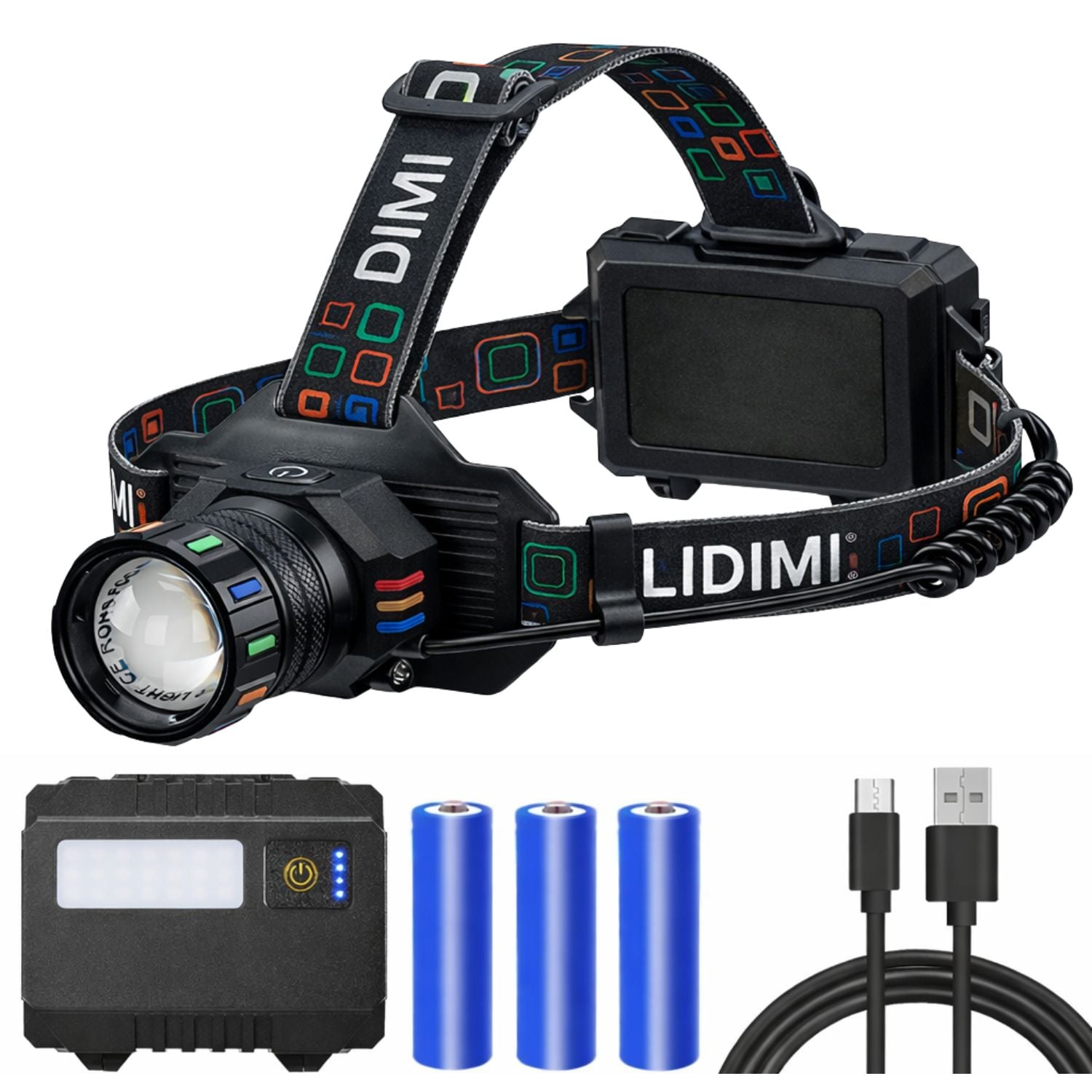 Linterna de Cabeza LED Alta Potencia 5 Modos Recargable USB Tipo C 2000 Lúmenes Zoom Ajustable - 1