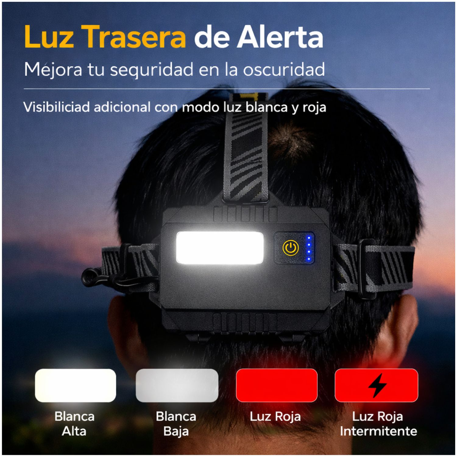 Linterna de Cabeza LED Alta Potencia 5 Modos Recargable USB Tipo C 2000 Lúmenes Zoom Ajustable - 2