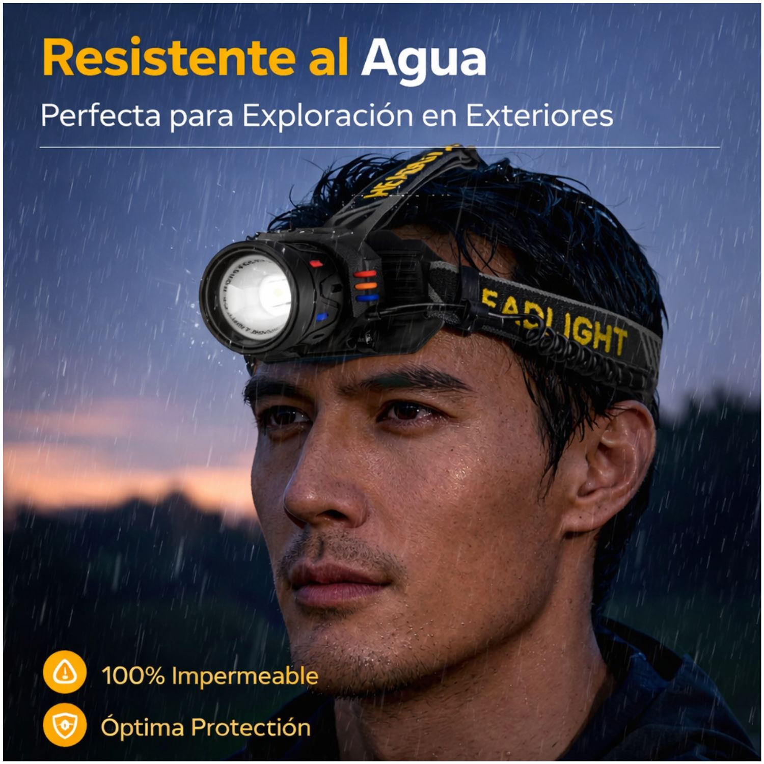 Linterna de Cabeza LED Alta Potencia 5 Modos Recargable USB Tipo C 2000 Lúmenes Zoom Ajustable - 10