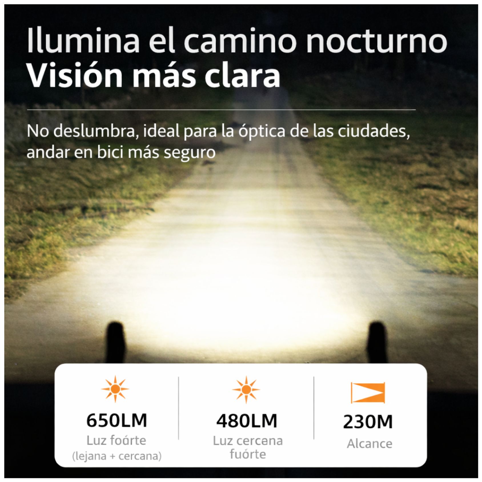 LUZ DELANTERA PARA BICICLETA ANTINIEBLA 650 LM RECARGABLE USB-C ALTA POTENCIA - 5