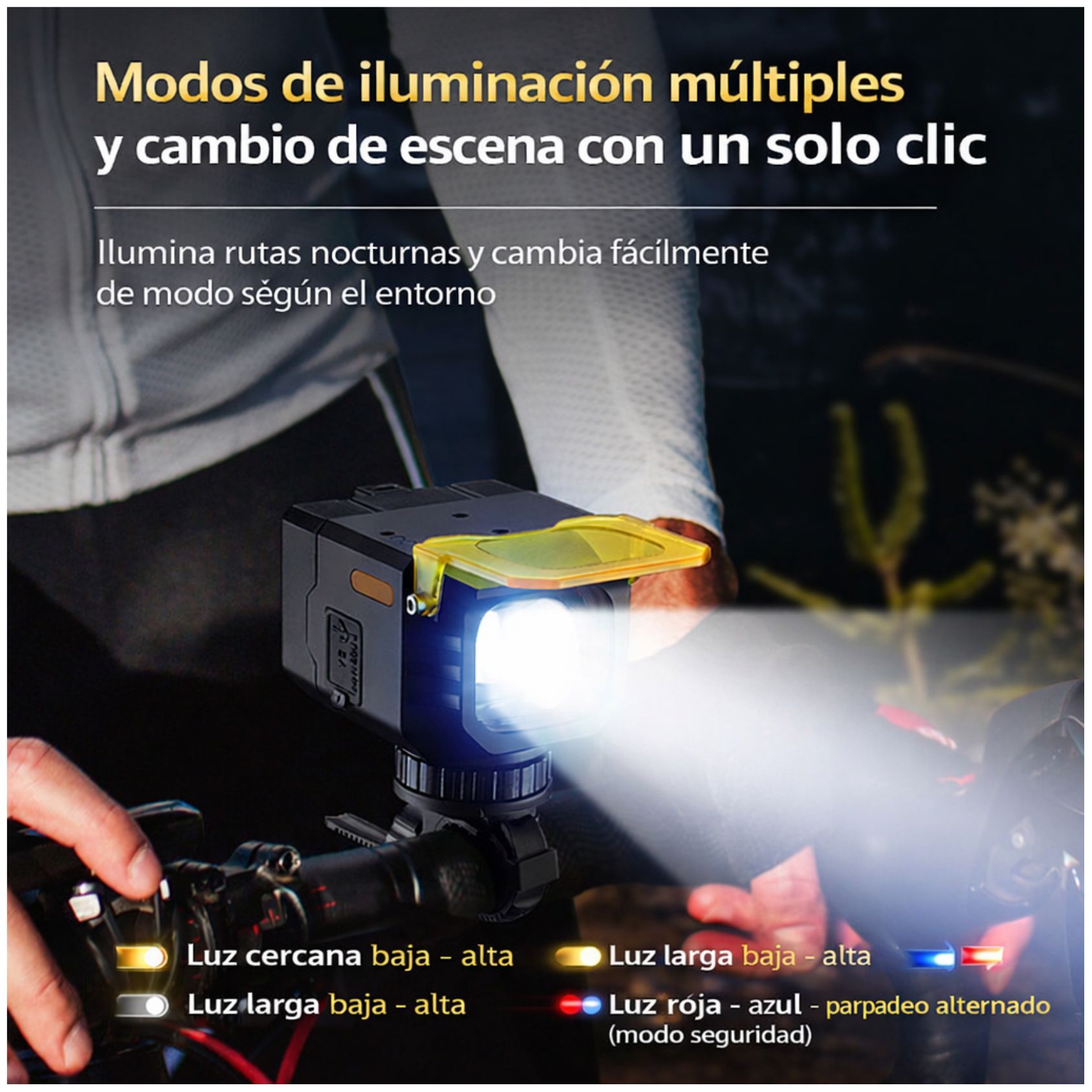 LUZ DELANTERA PARA BICICLETA ANTINIEBLA 650 LM RECARGABLE USB-C ALTA POTENCIA - 6