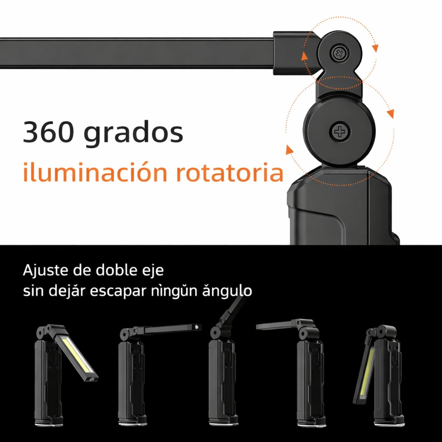 LINTERNA DE TRABAJO COB RECARGABLE 800LM 360° USB-C IMÁN BASE MAGNÉTICA BATERÍA 18650 SUPERFIRE G16-S - 3