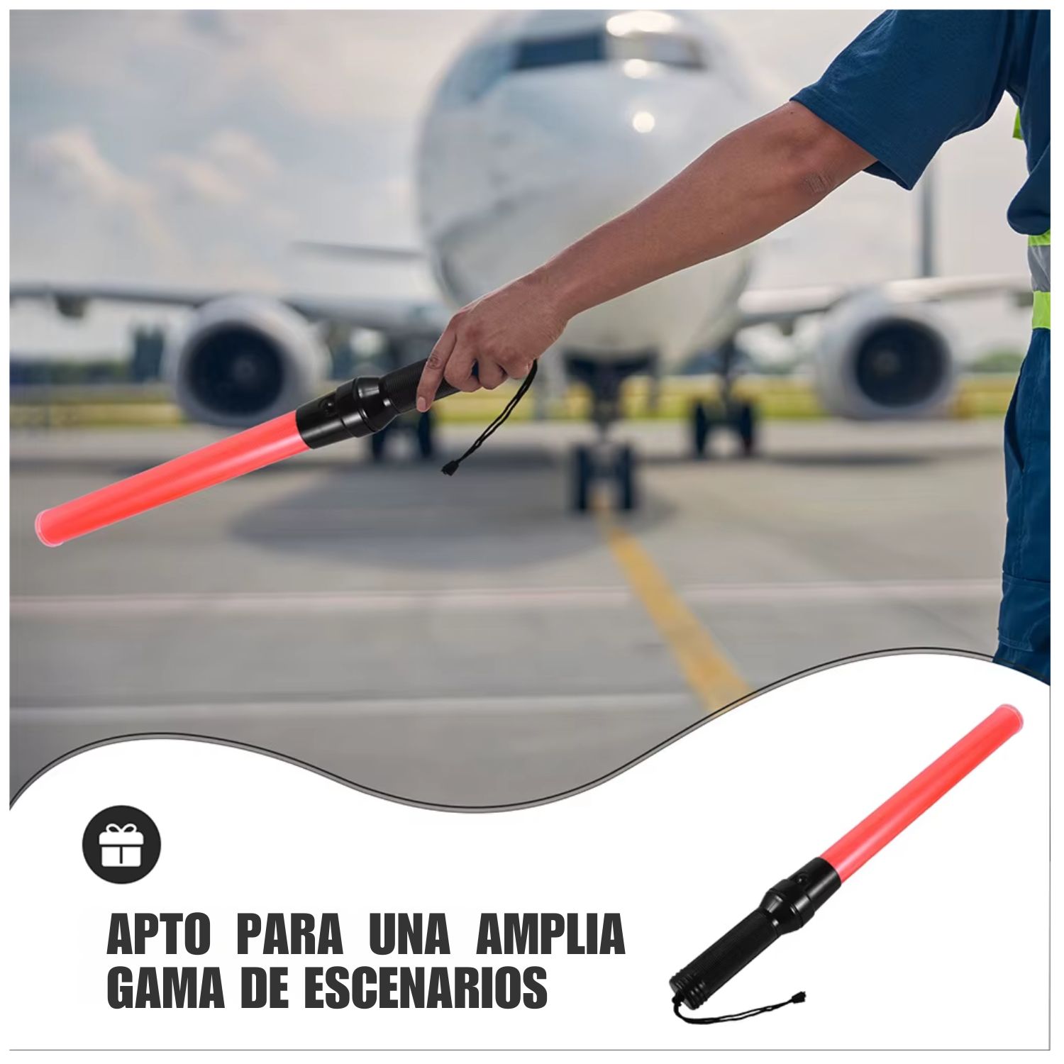 BASTÓN LUMINOSO LED RECARGABLE ROJA Y VERDE 4 MODOS PARA TRÁNSITO SEGURIDAD Y EMERGENCIAS - 7