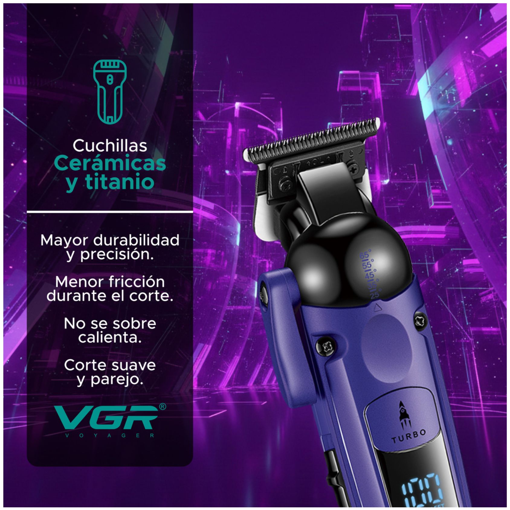 MÁQUINA CORTAR CABELLO VGR V-274 PROFESIONAL FADE TURBO 7000RPM - 5