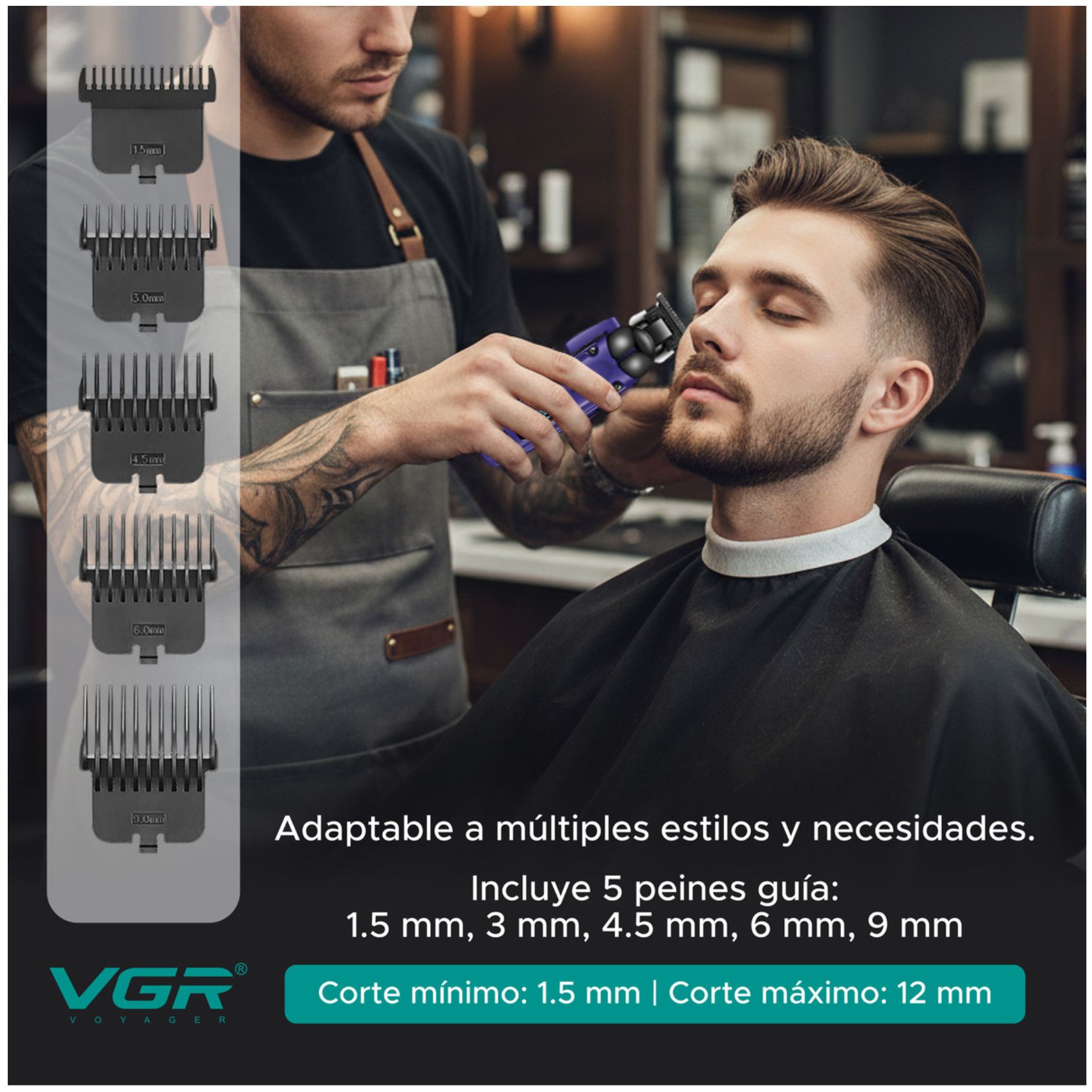 MÁQUINA CORTAR CABELLO VGR V-274 PROFESIONAL FADE TURBO 7000RPM - 8