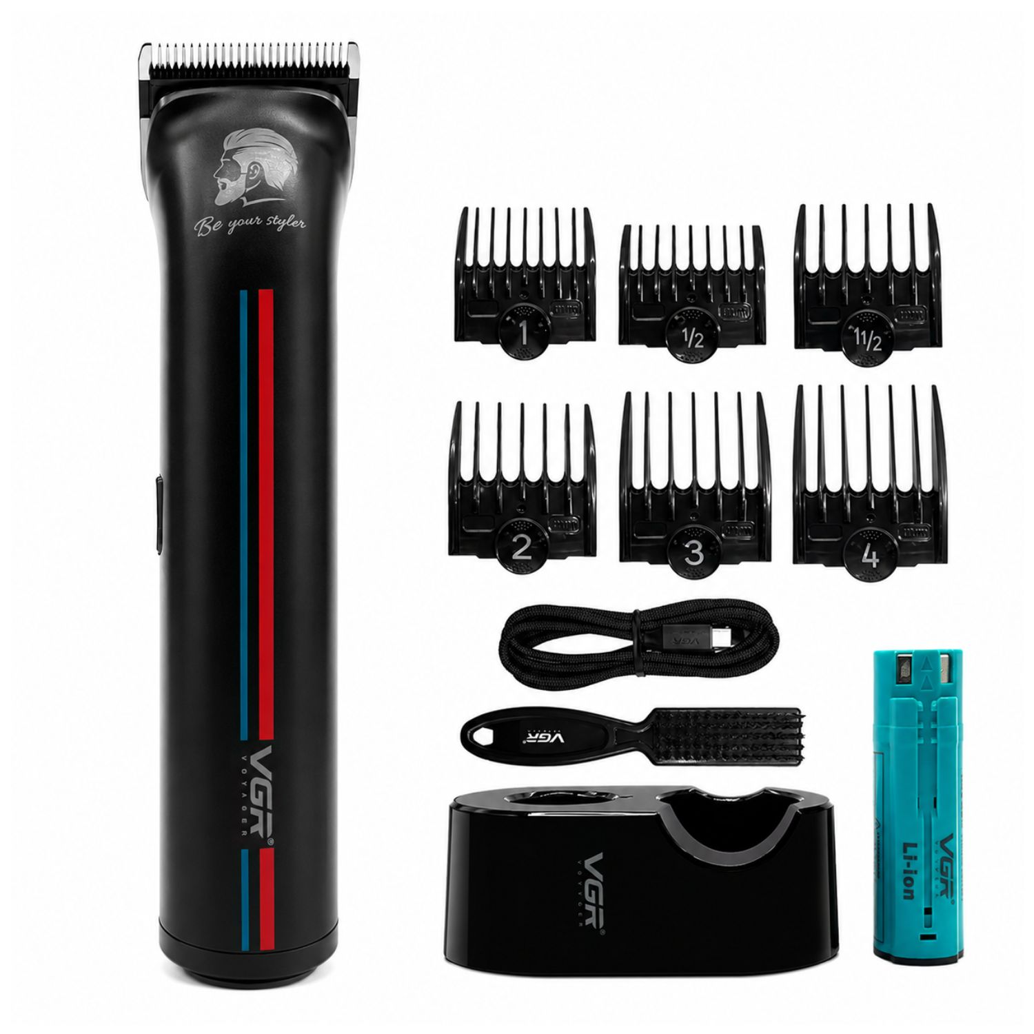CORTADOR DE CABELLO VGR PROFESIONAL 8000RPM INALÁMBRICO CON DOBLE BATERÍA EXTRAÍBLE - 1