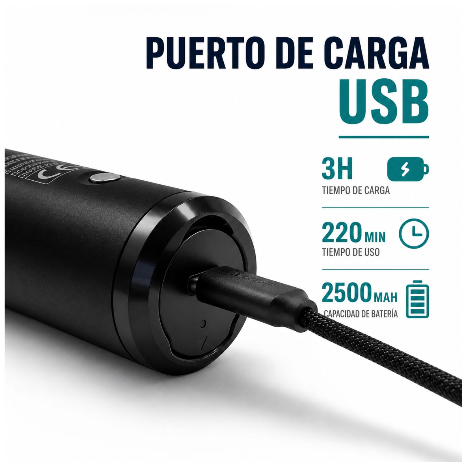 CORTADOR DE CABELLO VGR PROFESIONAL 8000RPM INALÁMBRICO CON DOBLE BATERÍA EXTRAÍBLE - 4