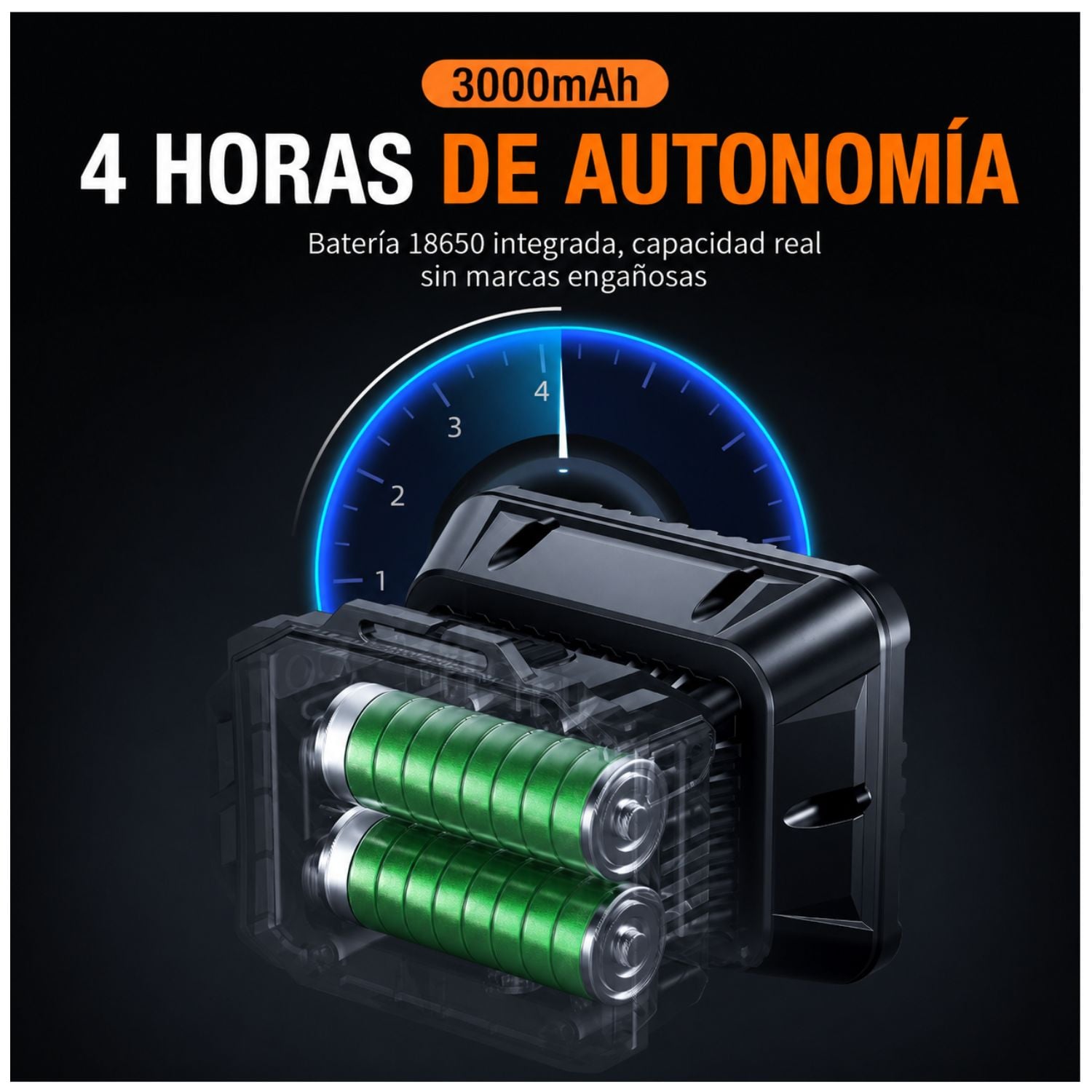 LINTERNA MINERA RECARGABLE USB C CON SENSOR DE MOVIMIENTO 100 LED TRICOLOR ALTA POTENCIA - 4