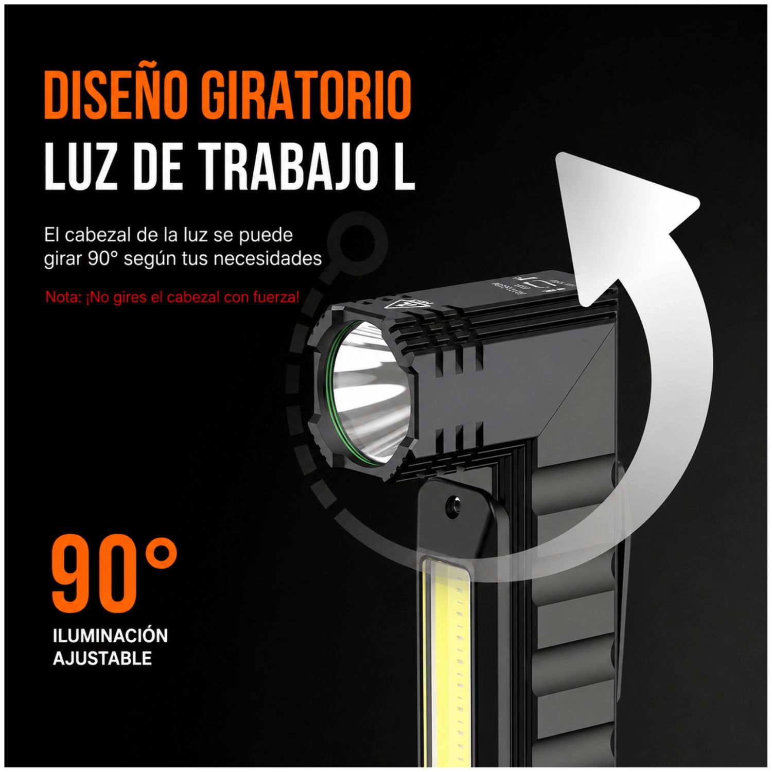 LINTERNA DE TRABAJO MAGNÉTICA RECARGABLE PARA MECÁNICO ELECTRICISTA INSPECCIÓN CAMPING Y EMERGENCIAS - 4